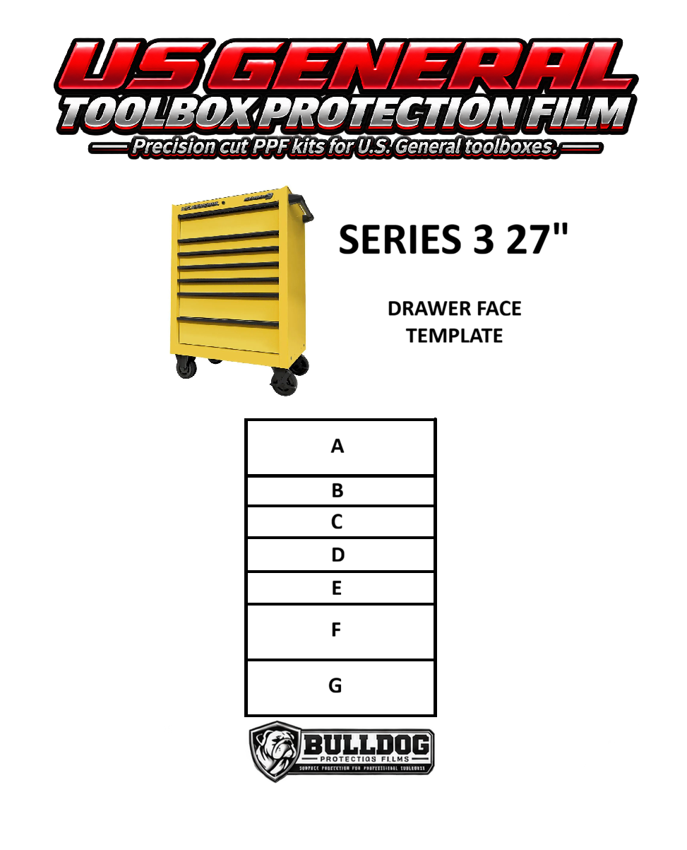 27" SINGLE BAY 7 DRAWER SERIES 3 ROLL CAB PROTECTION FILM KIT