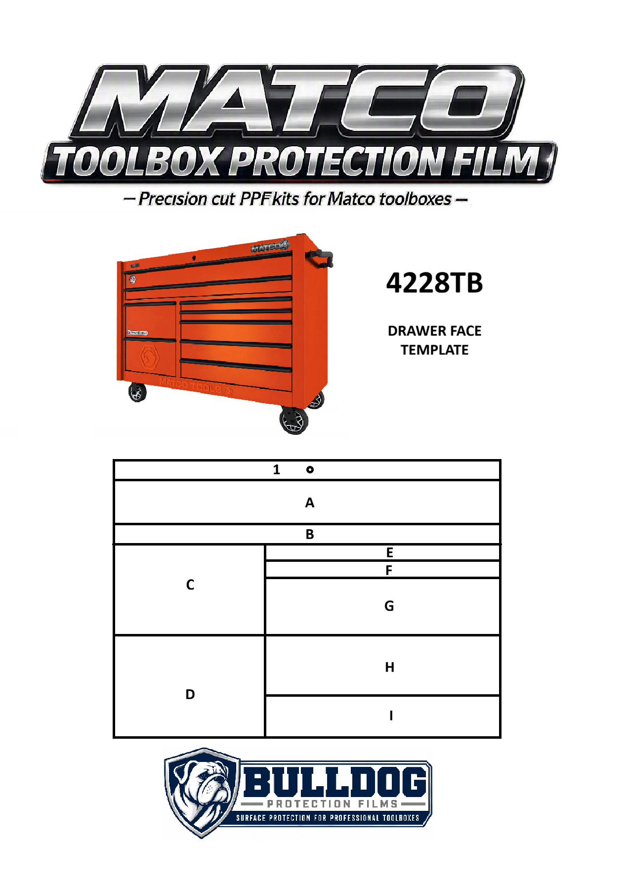 57" 9 DRAWER DOUBLE BAY TOOLBOX PROTECTION FILM KIT