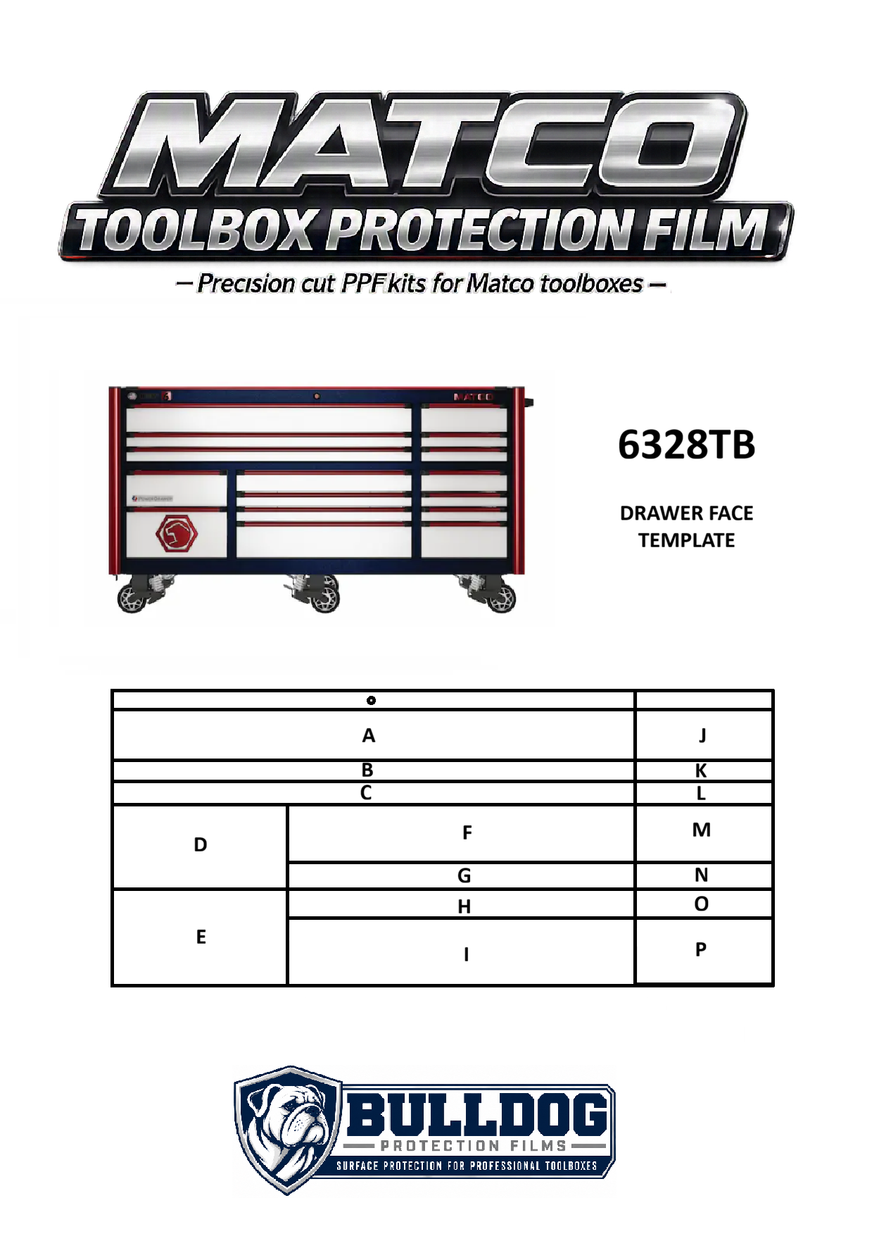84” 16 DRAWER TRIPLE BAY PROTECTION FILM