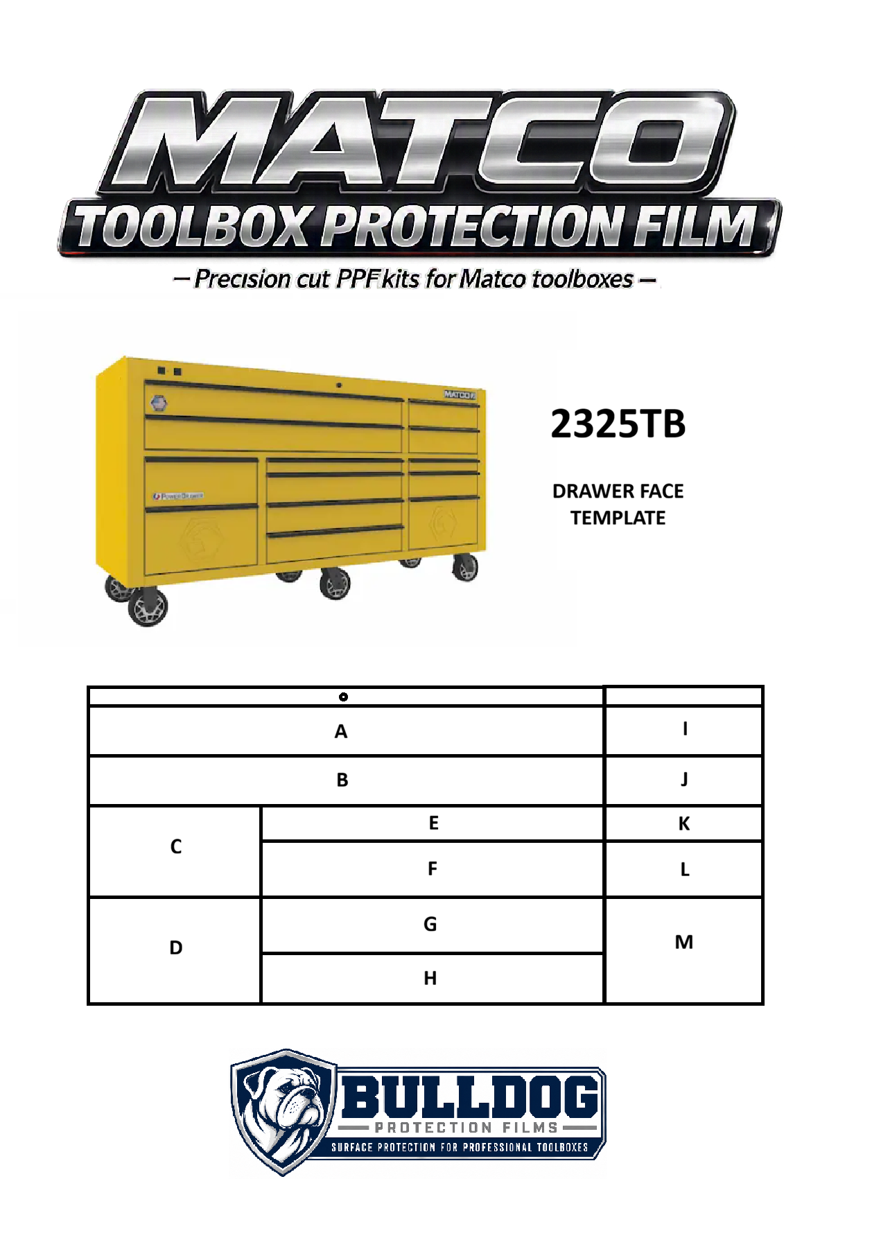 75" 13 DRAWER TRIPLE-BAY TOOLBOX PROTECTION FILM KIT