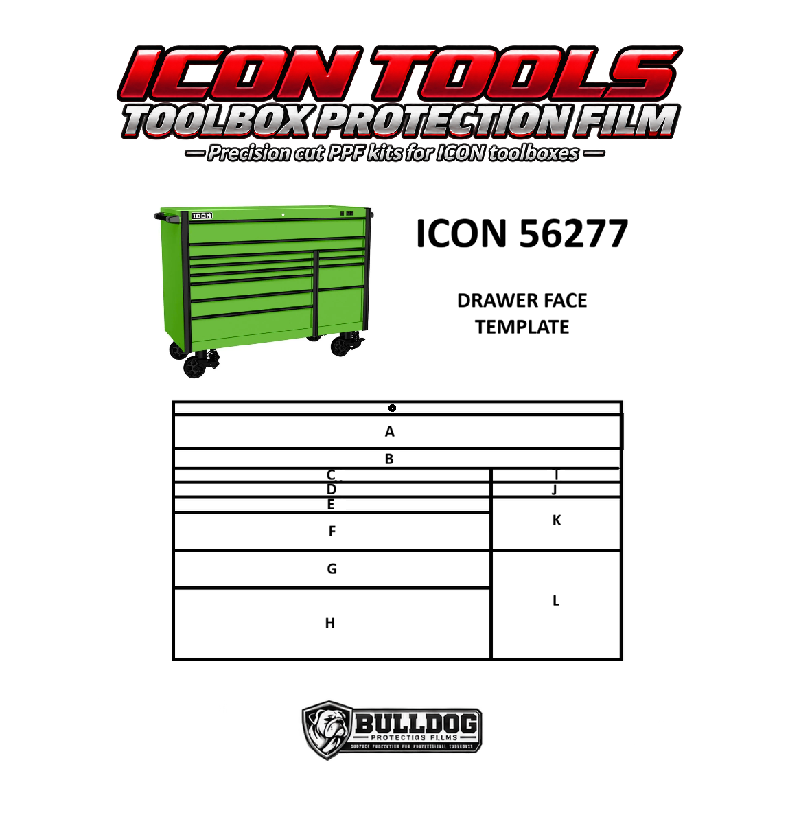 56" 12 DRAWER TRIPLE BANK ICON ROLL CAB PROTECTION FILM KIT