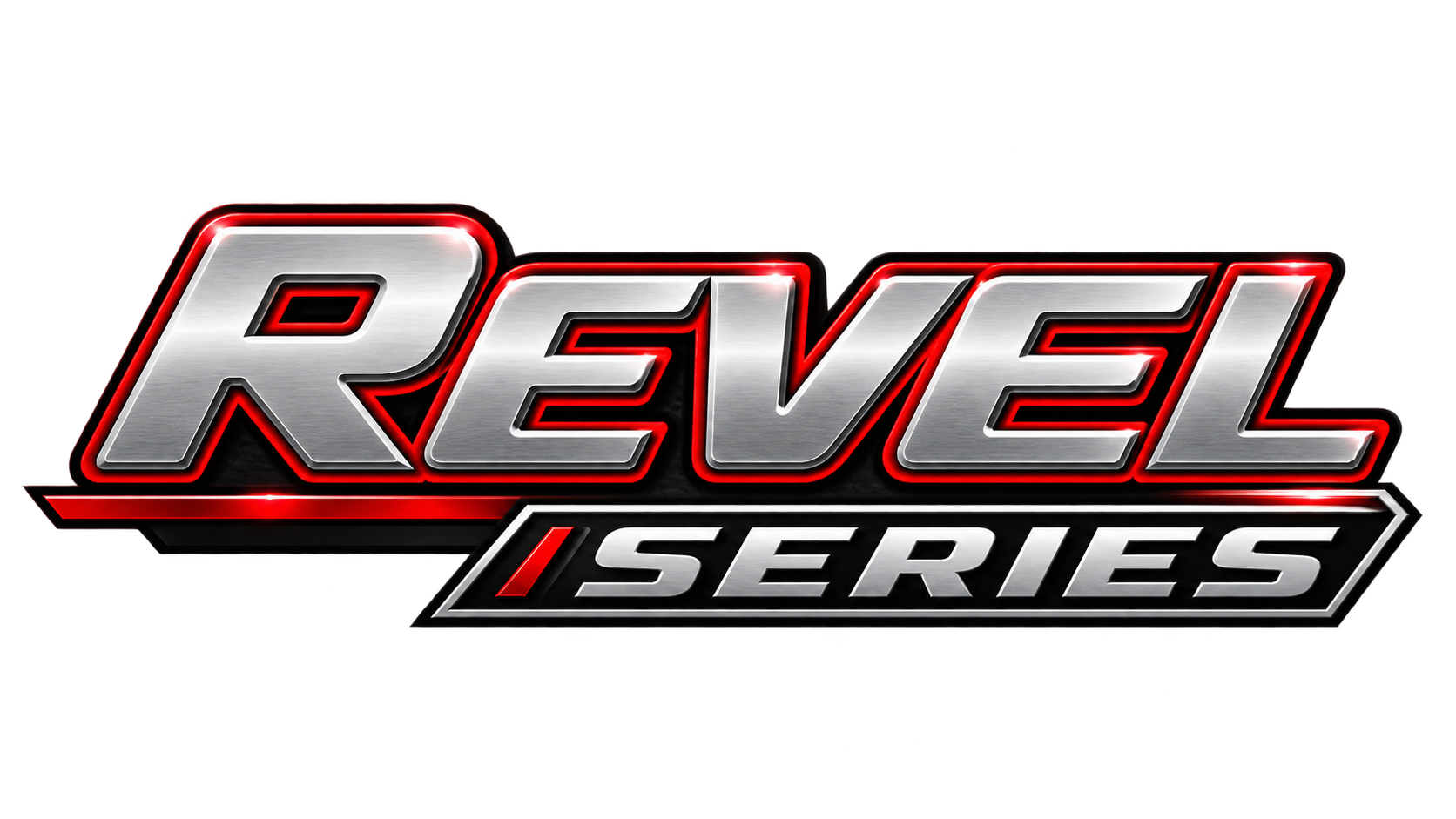 Revvel Series logo with metallic silver and red accents on a black background.