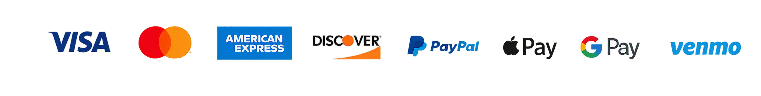 payment methods including Visa, Mastercard, American Express, Discover, PayPal, Apple Pay, Google Pay, and Venmo that can be used at checkout on toolboxprotectionfilm.com