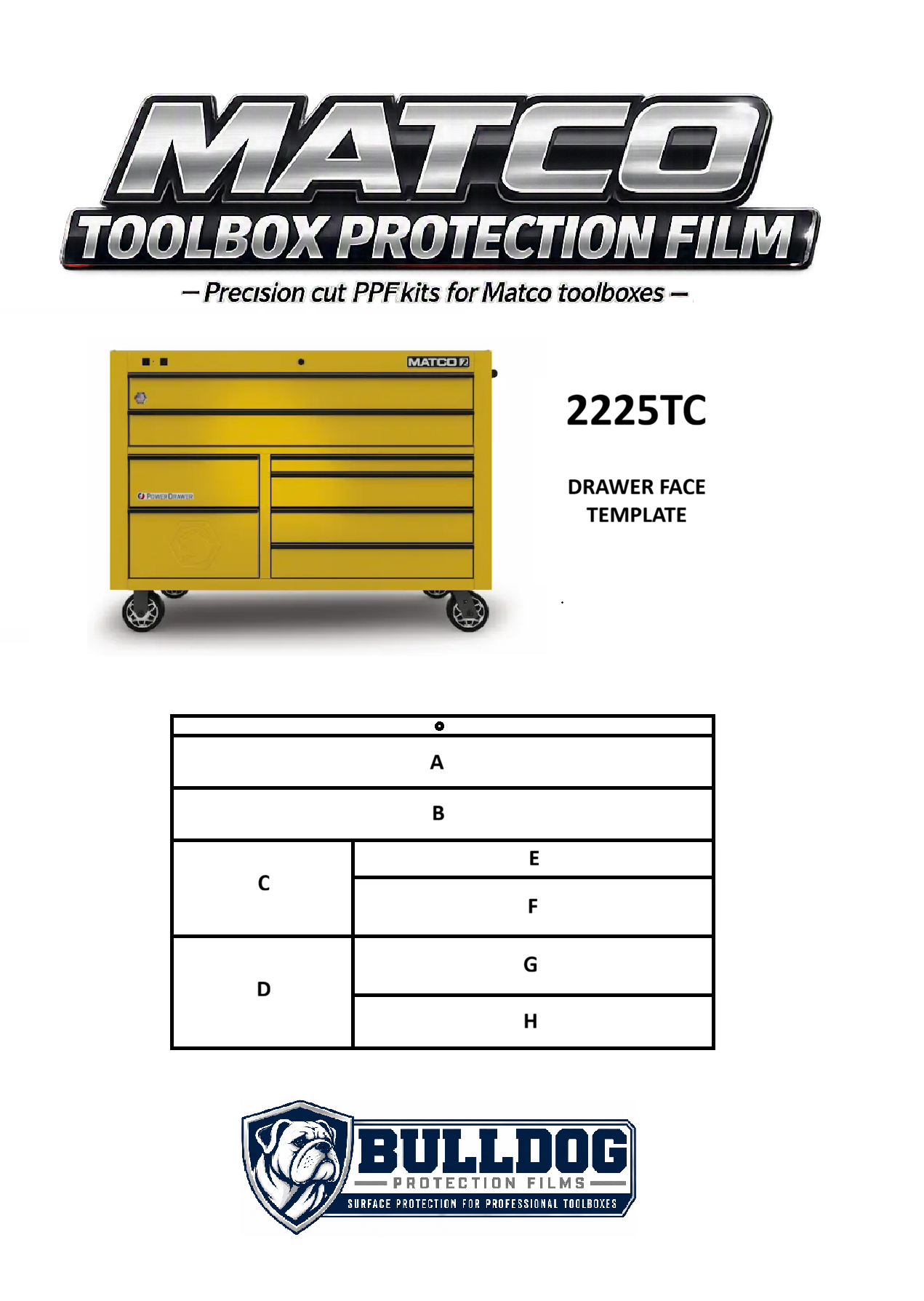 55" 8 DRAWER DOUBLE-BAY TOOLBOX PROTECTION FILM KIT