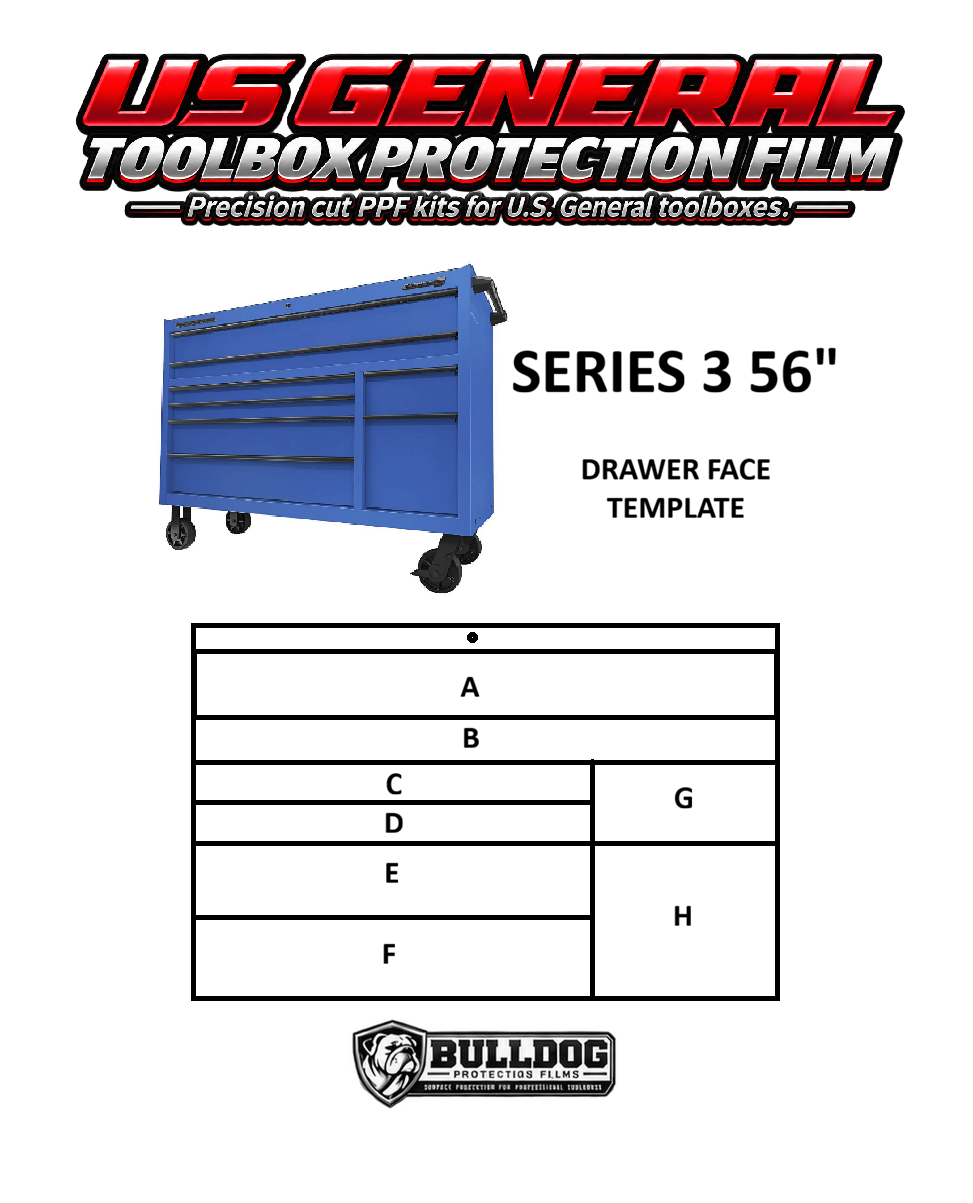 56" DOUBLE BAY 8 DRAWER SERIES 3 ROLL CAB PROTECTION FILM KIT