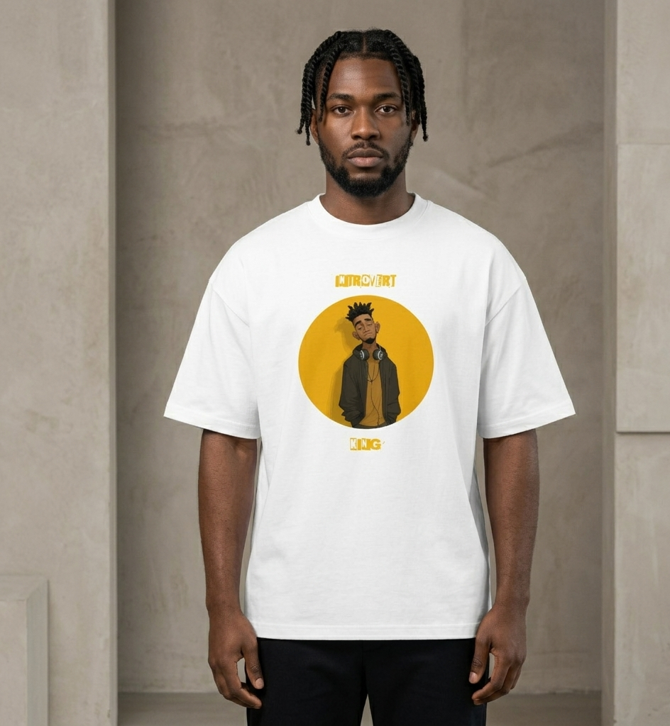 IntrovertedAlpha™ Box Tee in White for men, crisp structured box tee with a clean premium finish