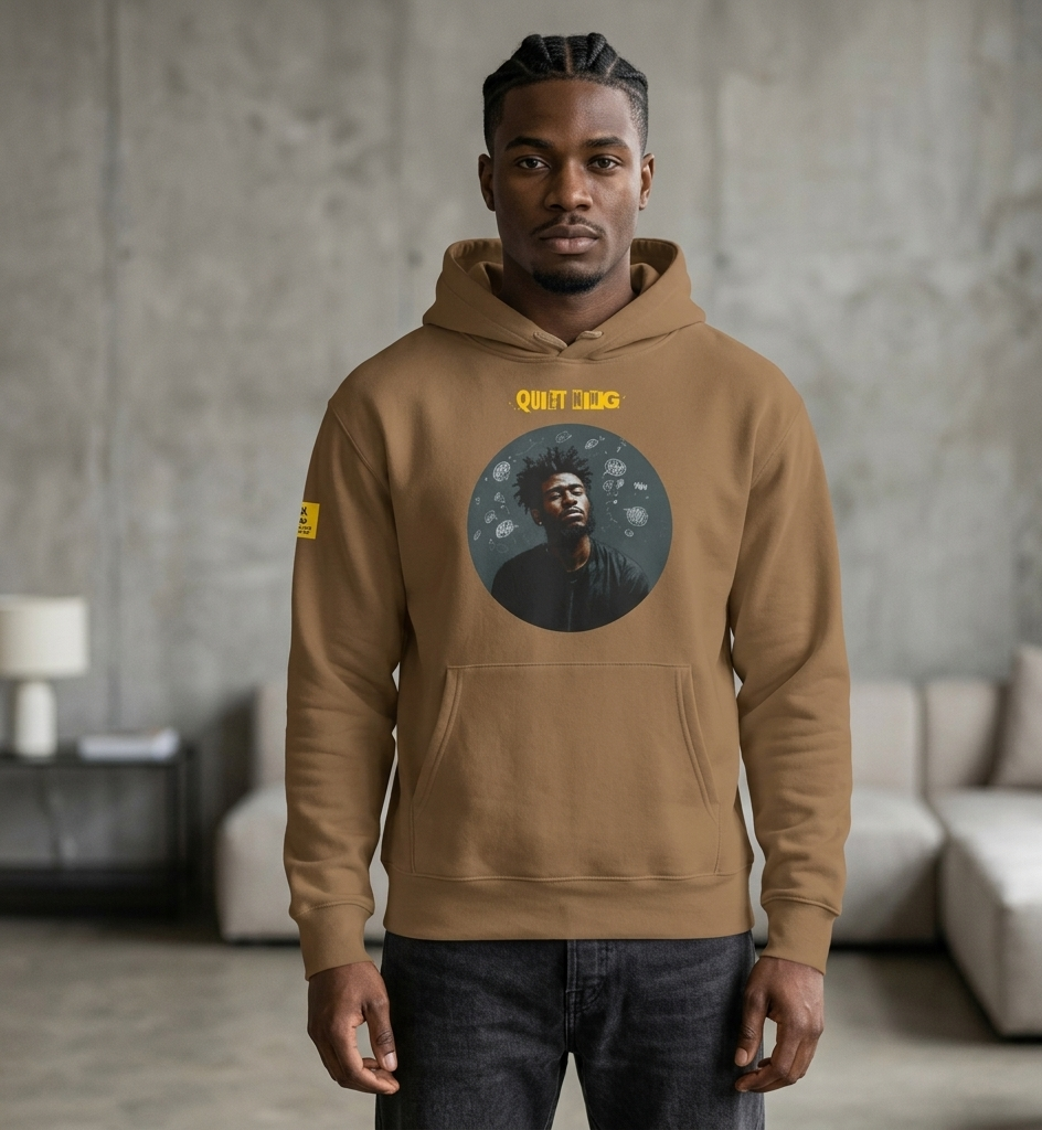 IntrovertedAlpha™ Oversized Hoodie in Vintage Brown for men, premium oversized streetwear with a warm neutral tone