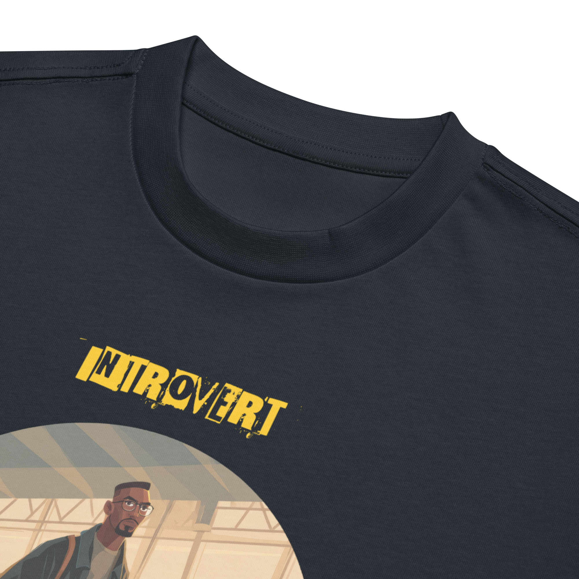IntrovertedAlpha™ Box Tee in Navy Blazer for men, structured oversized T-shirt with premium streetwear style