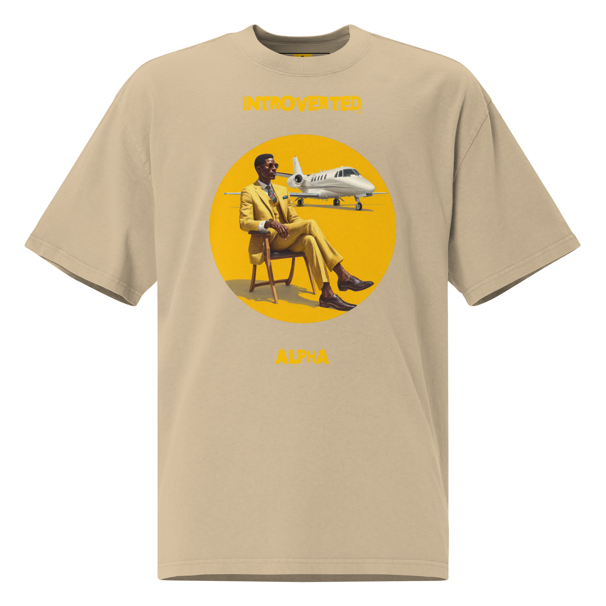 Xantho Philos™ Oversized Faded T-Shirt in Faded Khaki for men, neutral oversized T-shirt with casual streetwear style