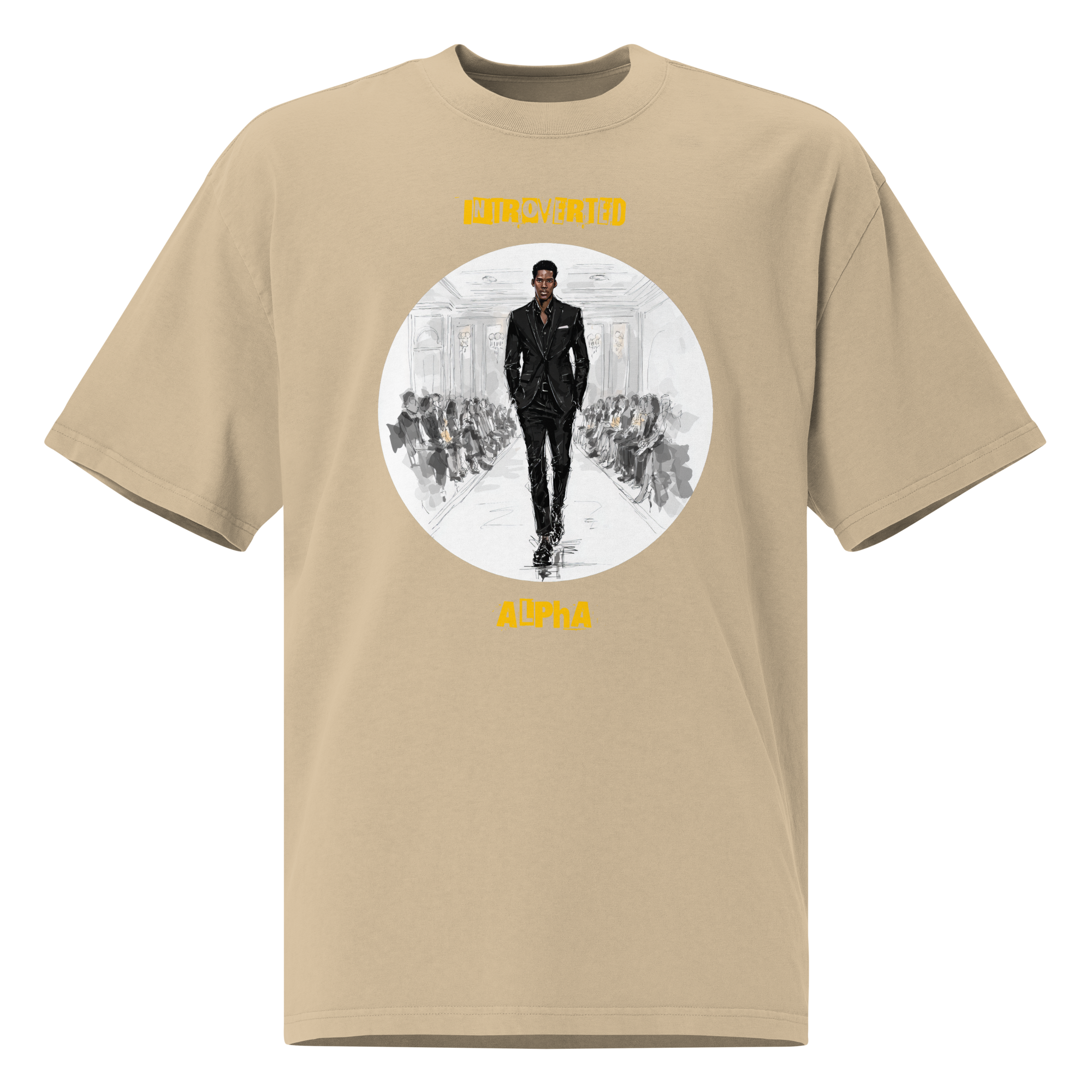 Xantho Philos™ Oversized Faded T-Shirt in Faded Khaki for men, neutral oversized T-shirt with casual streetwear style