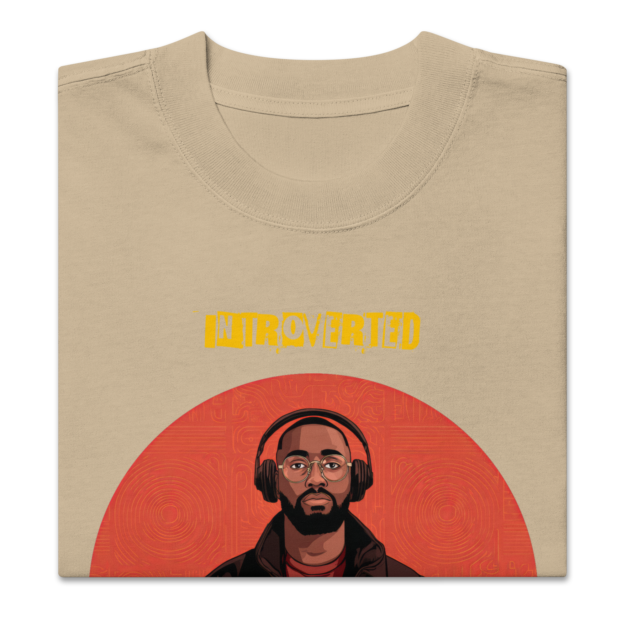 Xantho Philos™ Oversized Faded T-Shirt in Faded Khaki for men, neutral oversized T-shirt with casual streetwear style