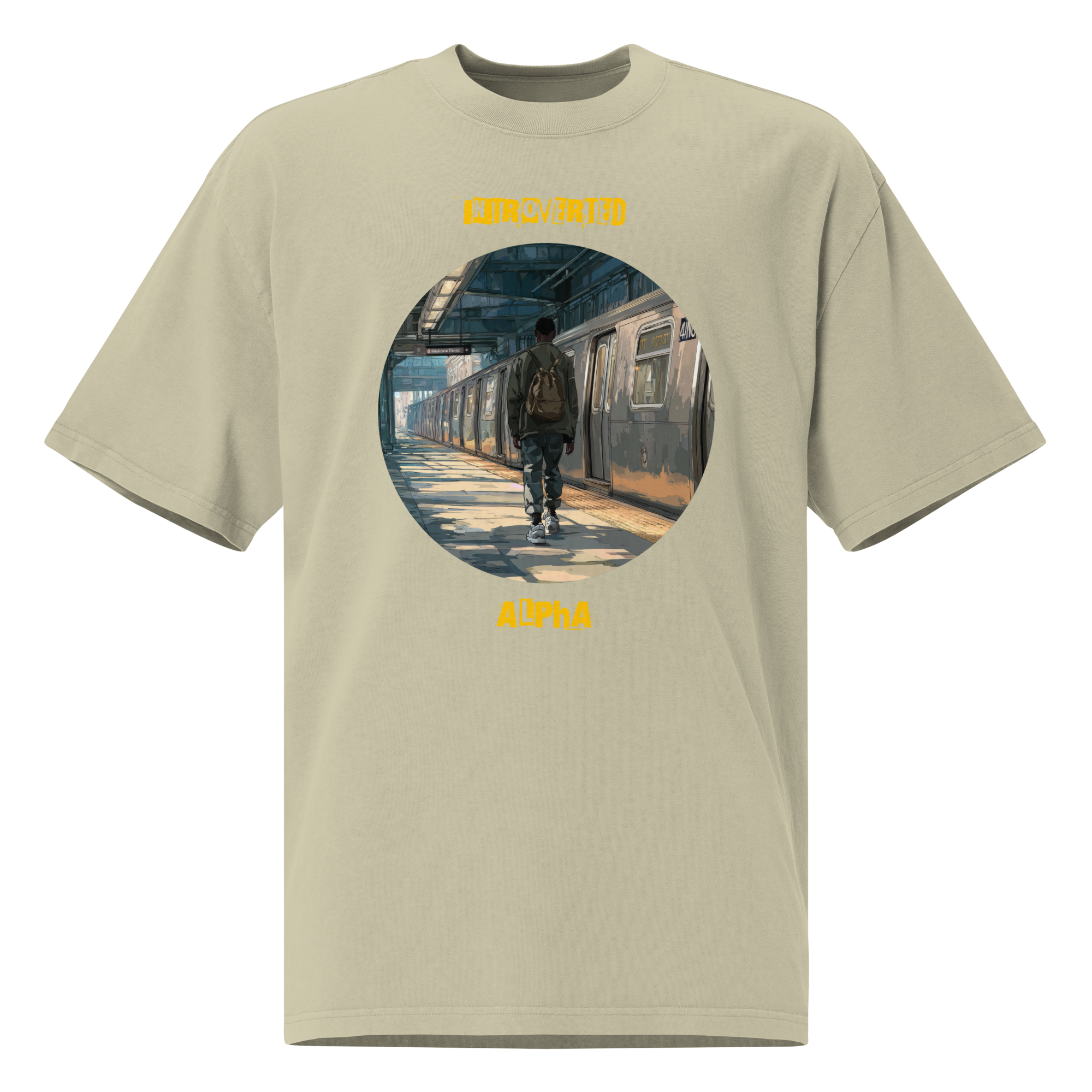 IntrovertedAlpha™ Oversized Faded T-Shirt in Faded Eucalyptus for men, washed green oversized T-shirt with premium casual style