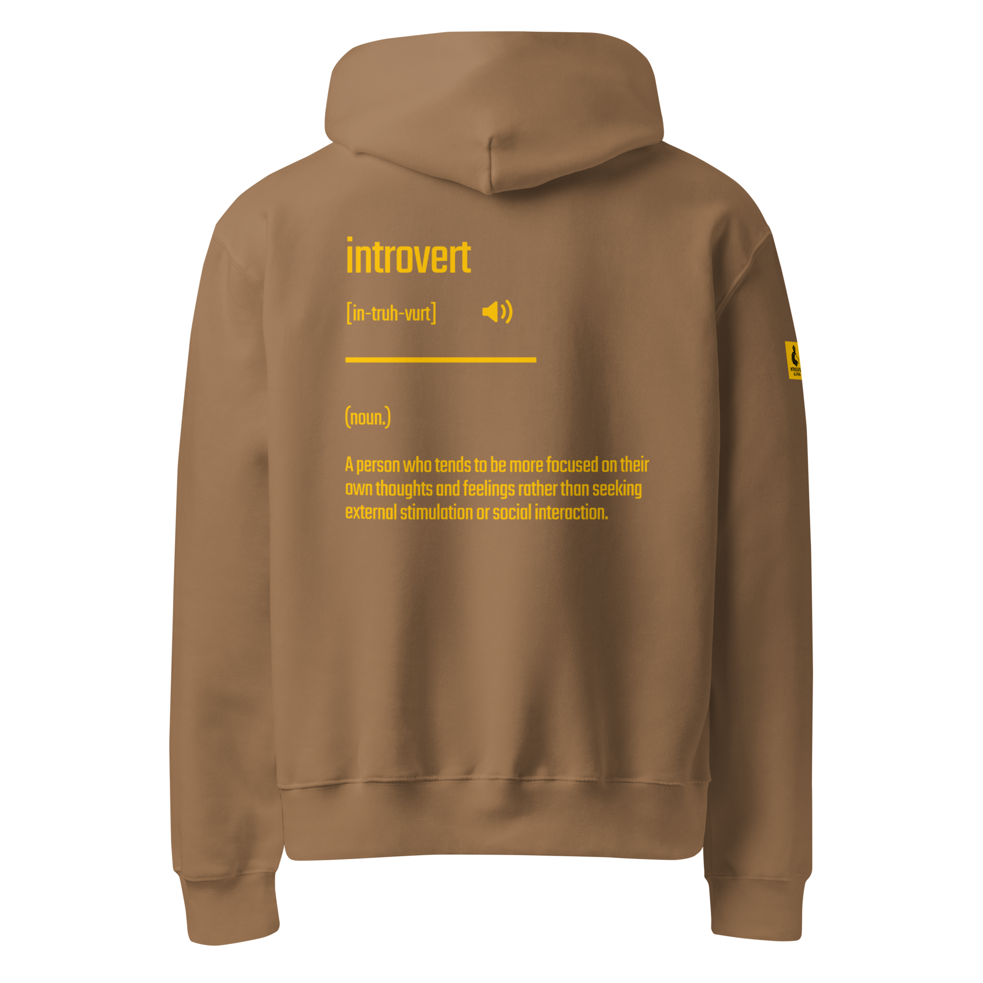 IntrovertedAlpha™ Oversized Hoodie in Vintage Brown for men, premium oversized streetwear with a warm neutral tone