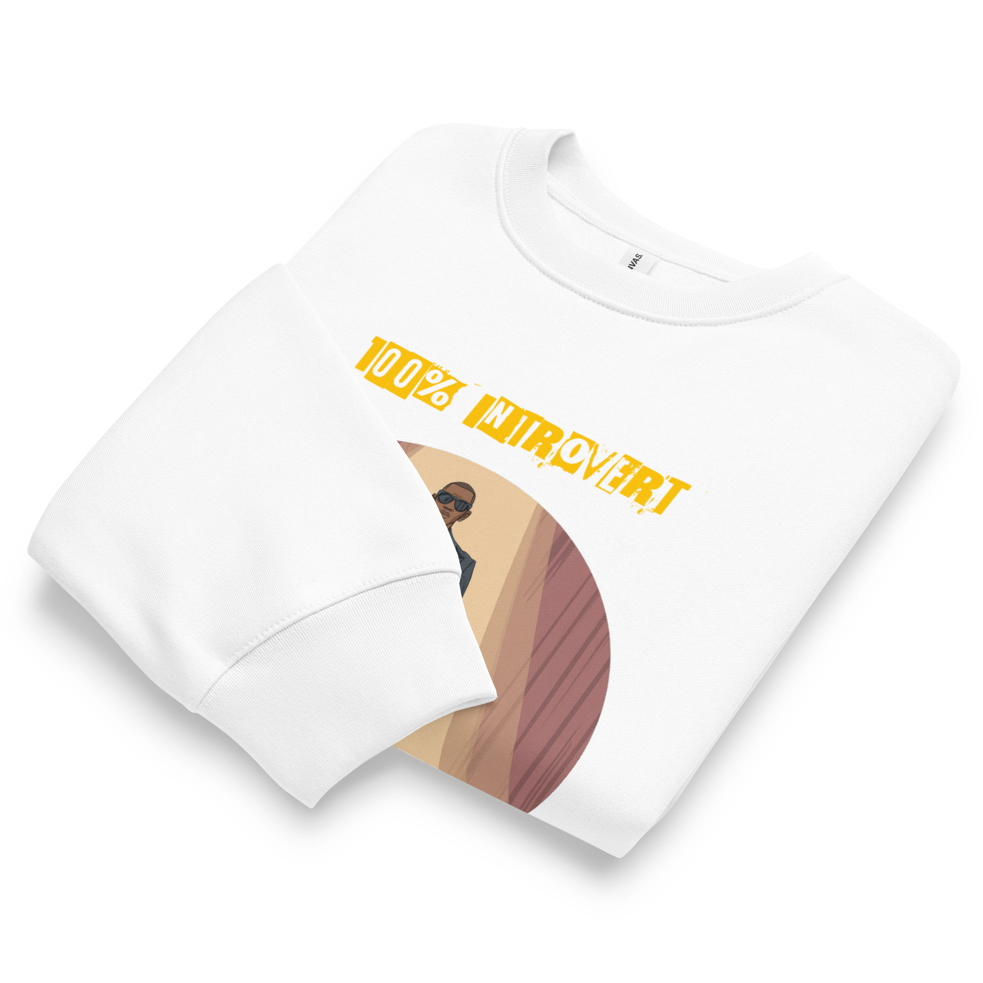 IntrovertedAlpha™ Oversized Sweatshirt in White for men, clean minimalist sweatshirt with a premium heavyweight finish