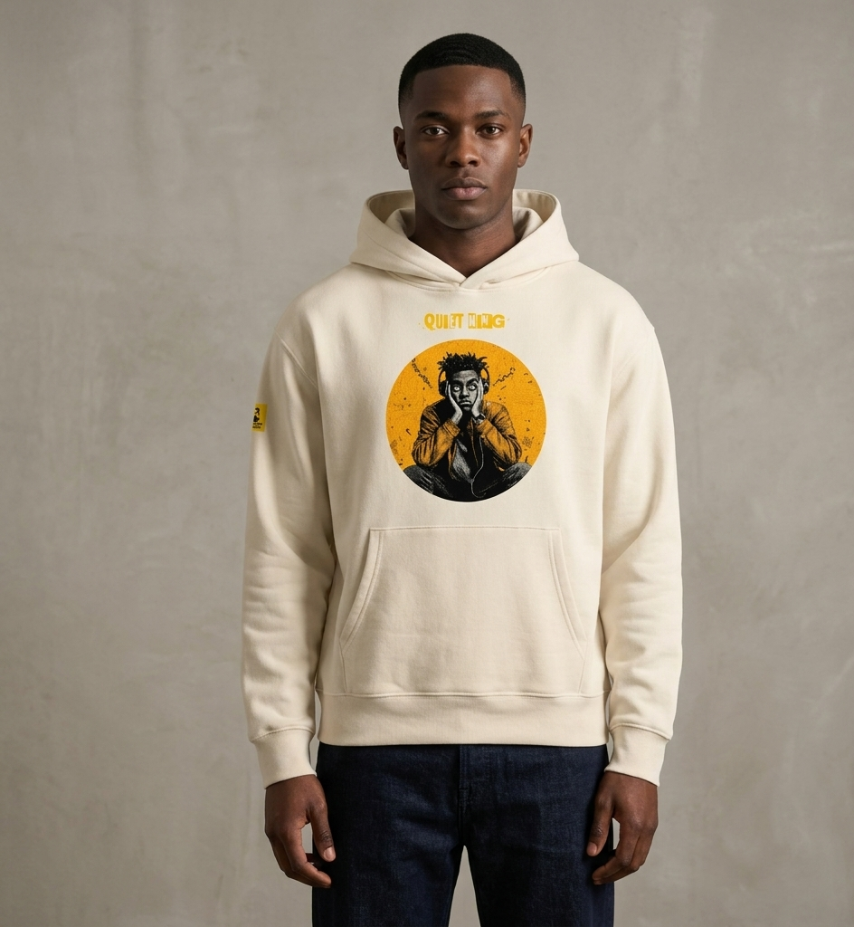 IntrovertedAlpha™ Oversized Hoodie in Dust for men, soft neutral heavyweight hoodie with a relaxed fit