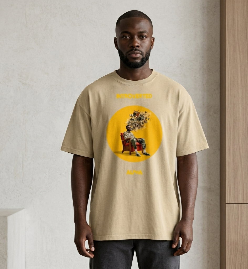 Xantho Philos™ Oversized Faded T-Shirt in Faded Khaki for men, neutral oversized T-shirt with casual streetwear style