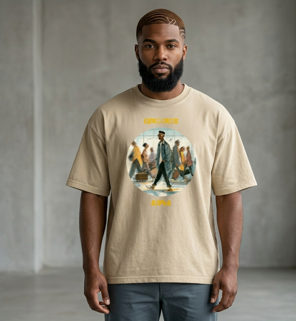 Xantho Philos™ Oversized Faded T-Shirt in Faded Khaki for men, neutral oversized T-shirt with casual streetwear style