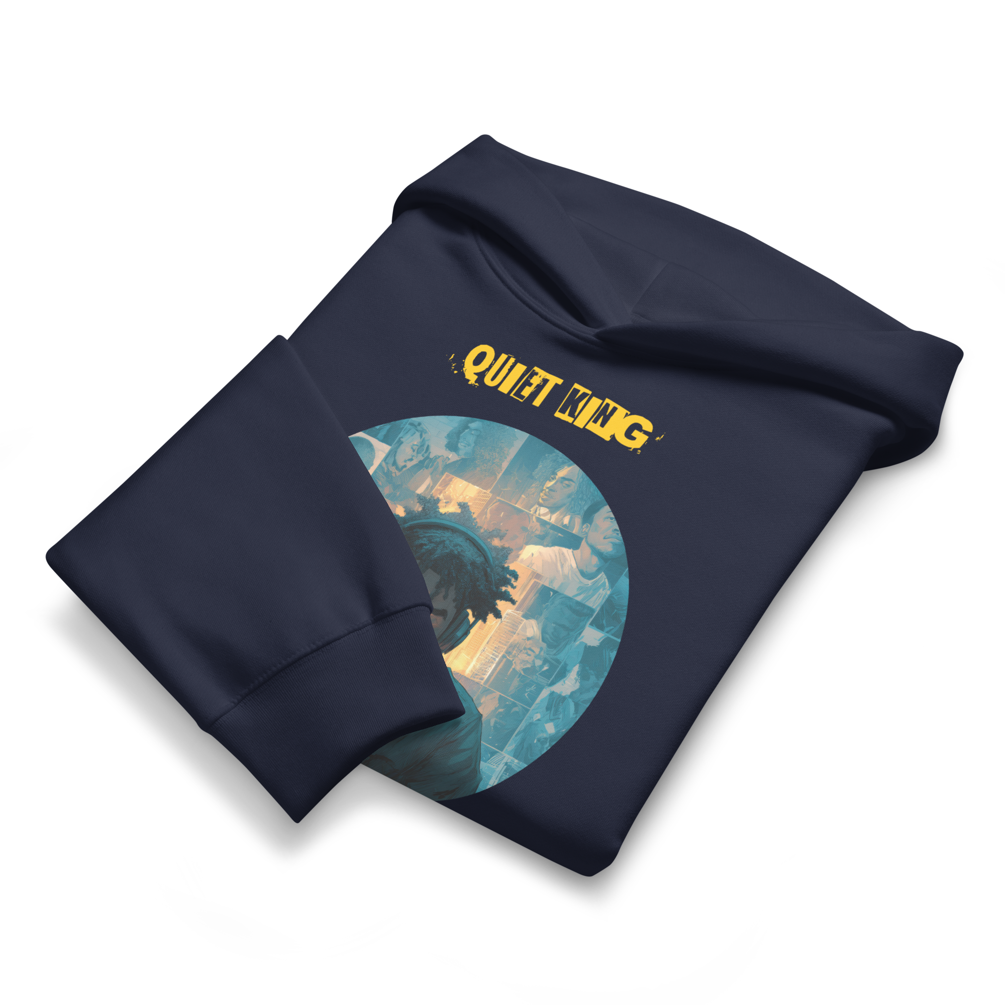 IntrovertedAlpha™ Oversized Hoodie in Navy for men, minimalist heavyweight hoodie with a relaxed streetwear fit
