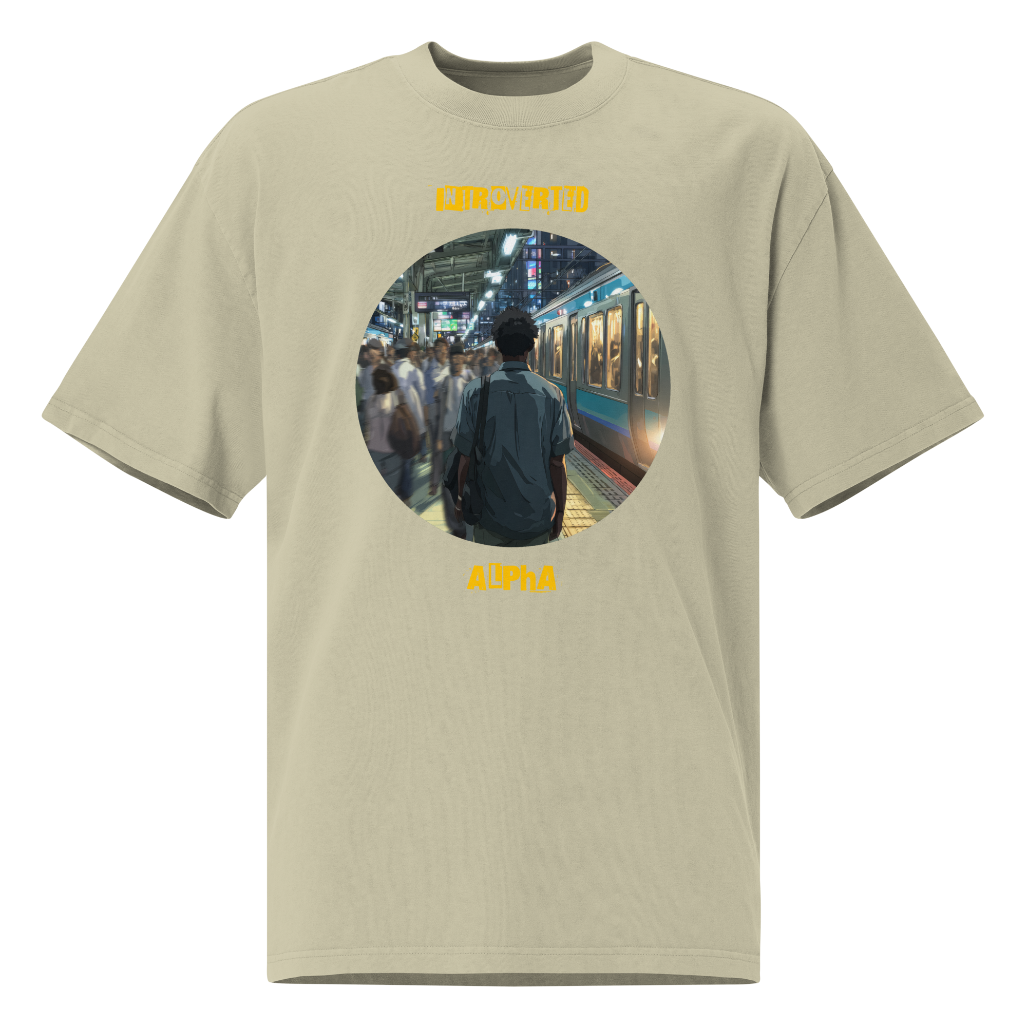 IntrovertedAlpha™ Oversized Faded T-Shirt in Faded Eucalyptus for men, washed green oversized T-shirt with premium casual style