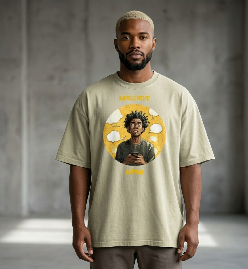 IntrovertedAlpha™ Oversized Faded T-Shirt in Faded Eucalyptus for men, washed green oversized T-shirt with premium casual style