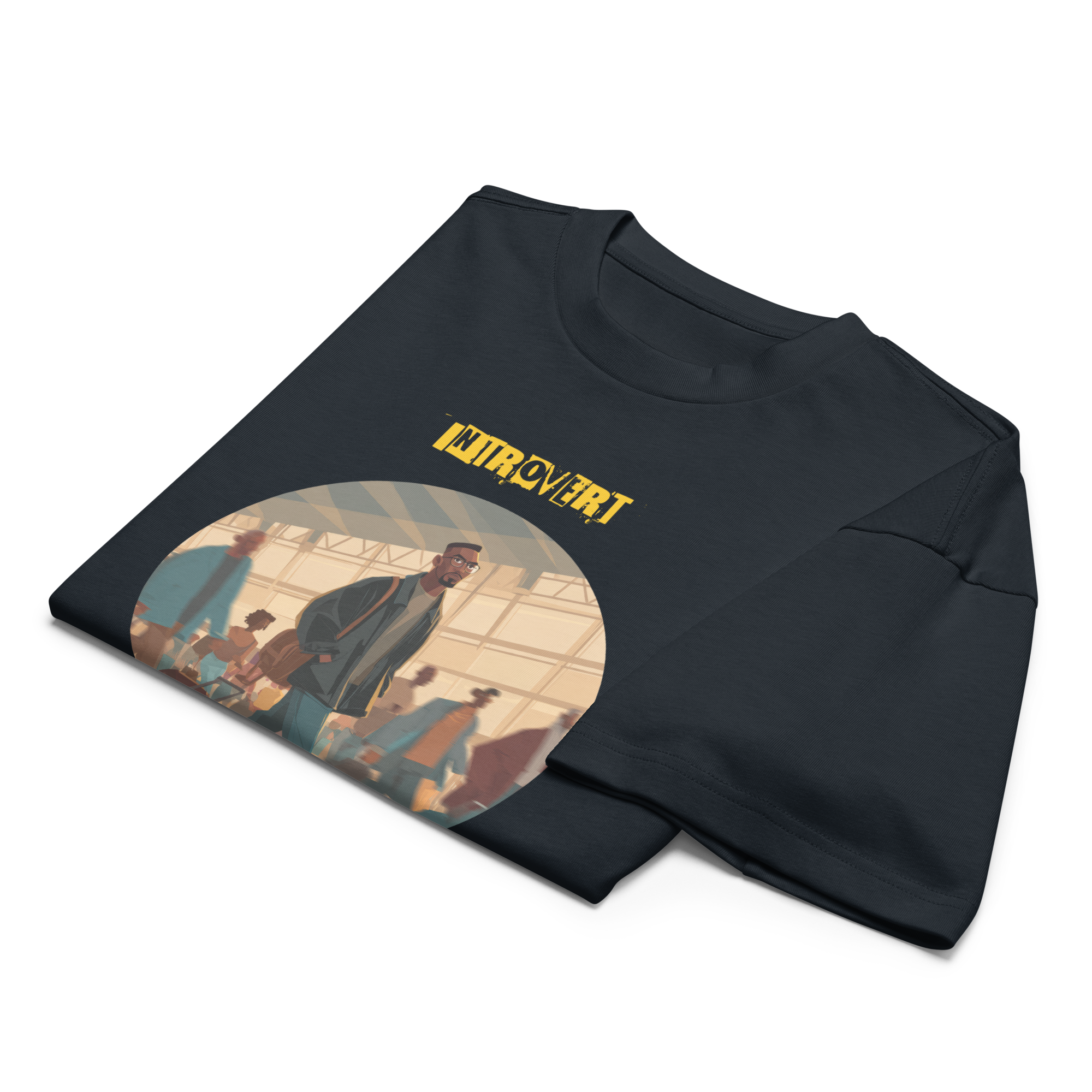 IntrovertedAlpha™ Box Tee in Navy Blazer for men, structured oversized T-shirt with premium streetwear style