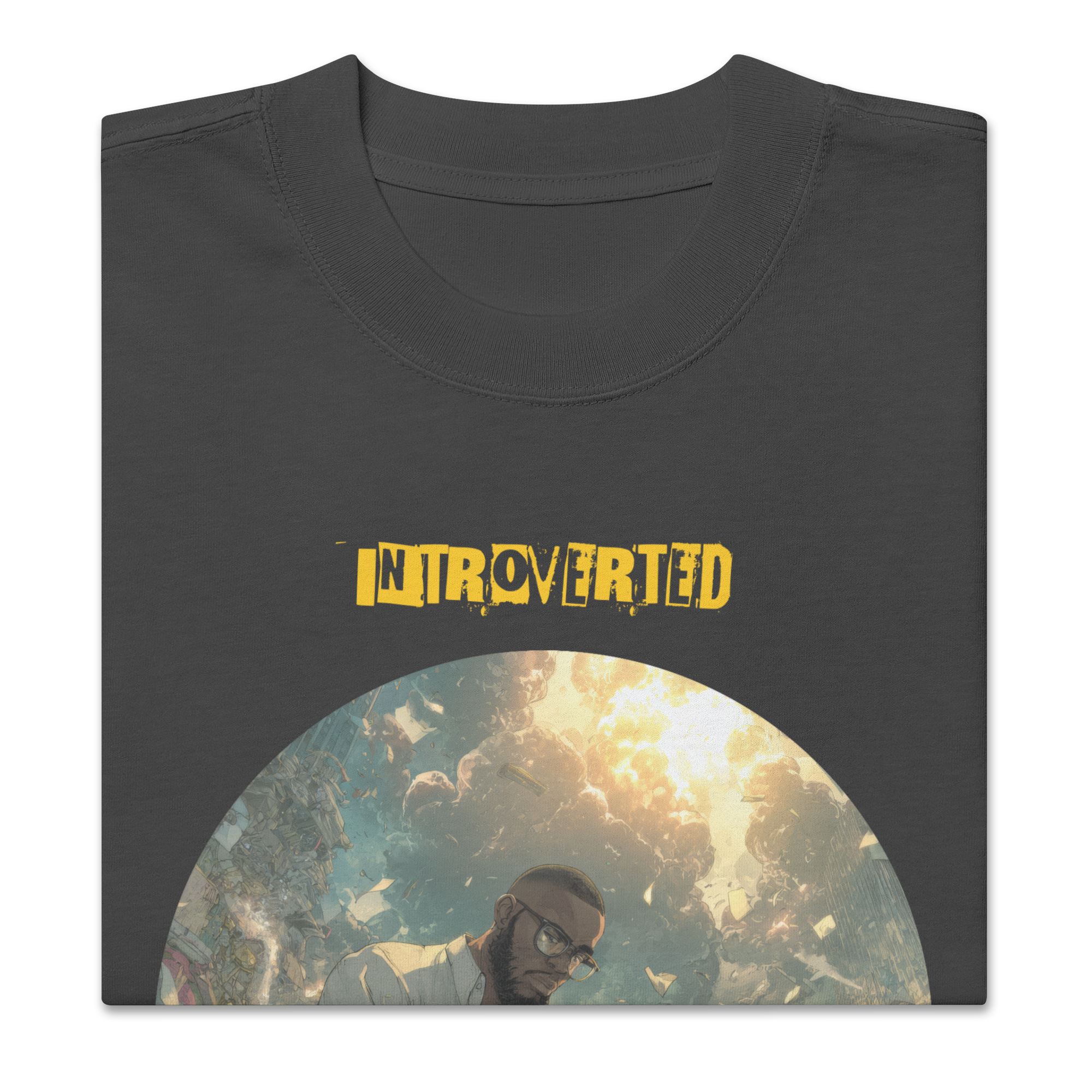 IntrovertedAlpha™ Oversized Faded T-Shirt in Faded Black for men, vintage-wash streetwear with a relaxed oversized fit