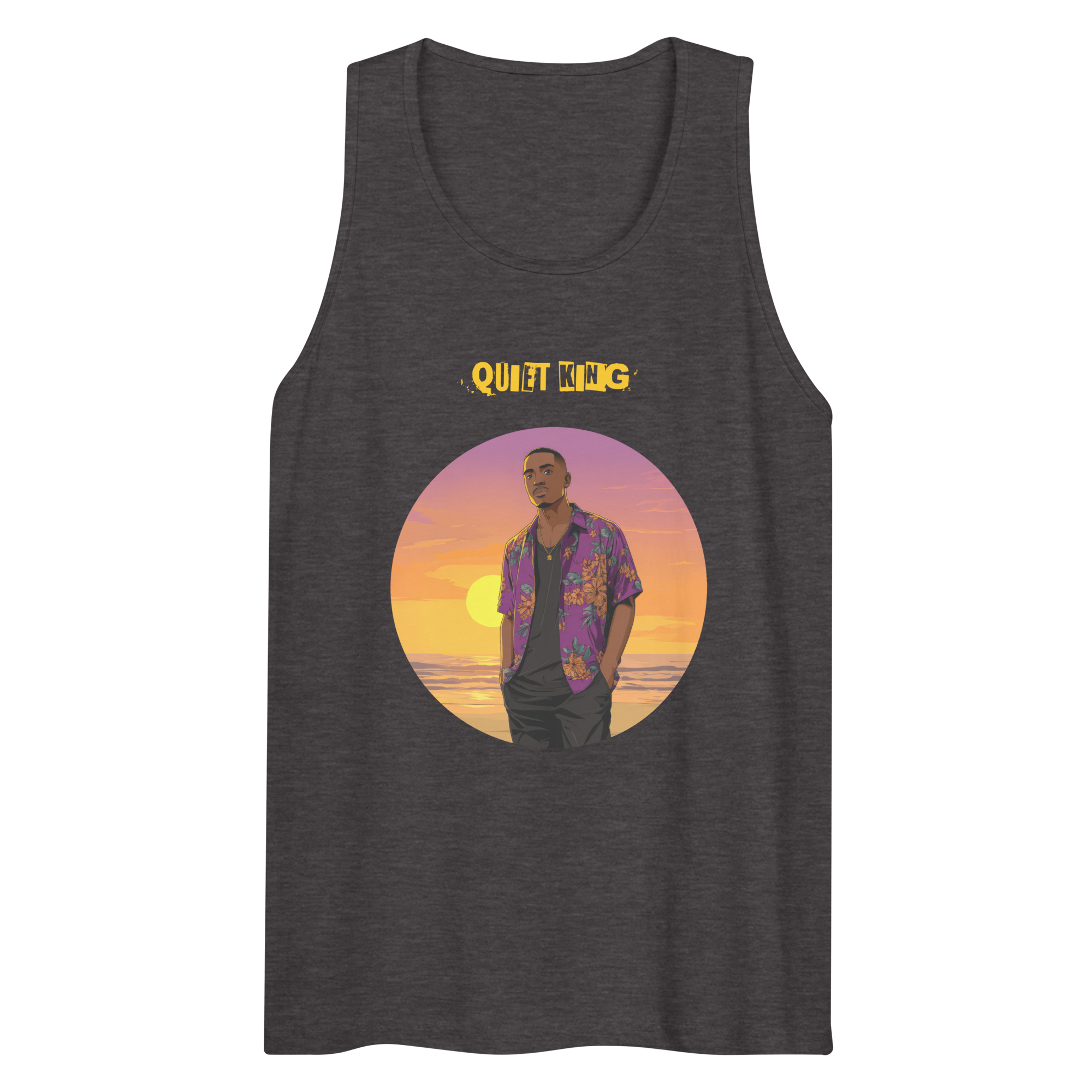 IntrovertedAlpha™ Tank Top in Charcoal Heather for men, soft-blend tank top with a clean everyday fit