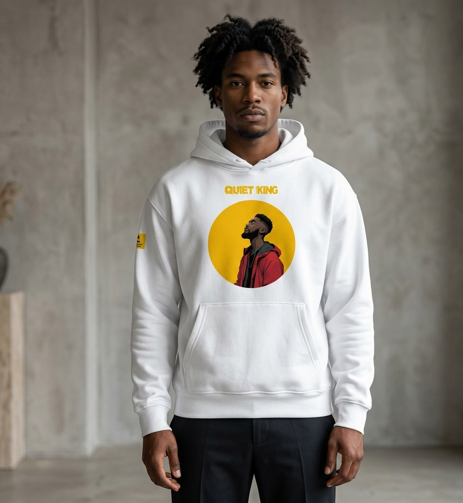 IntrovertedAlpha™ Oversized Hoodie in White for men, crisp minimalist oversized hoodie with premium streetwear appeal