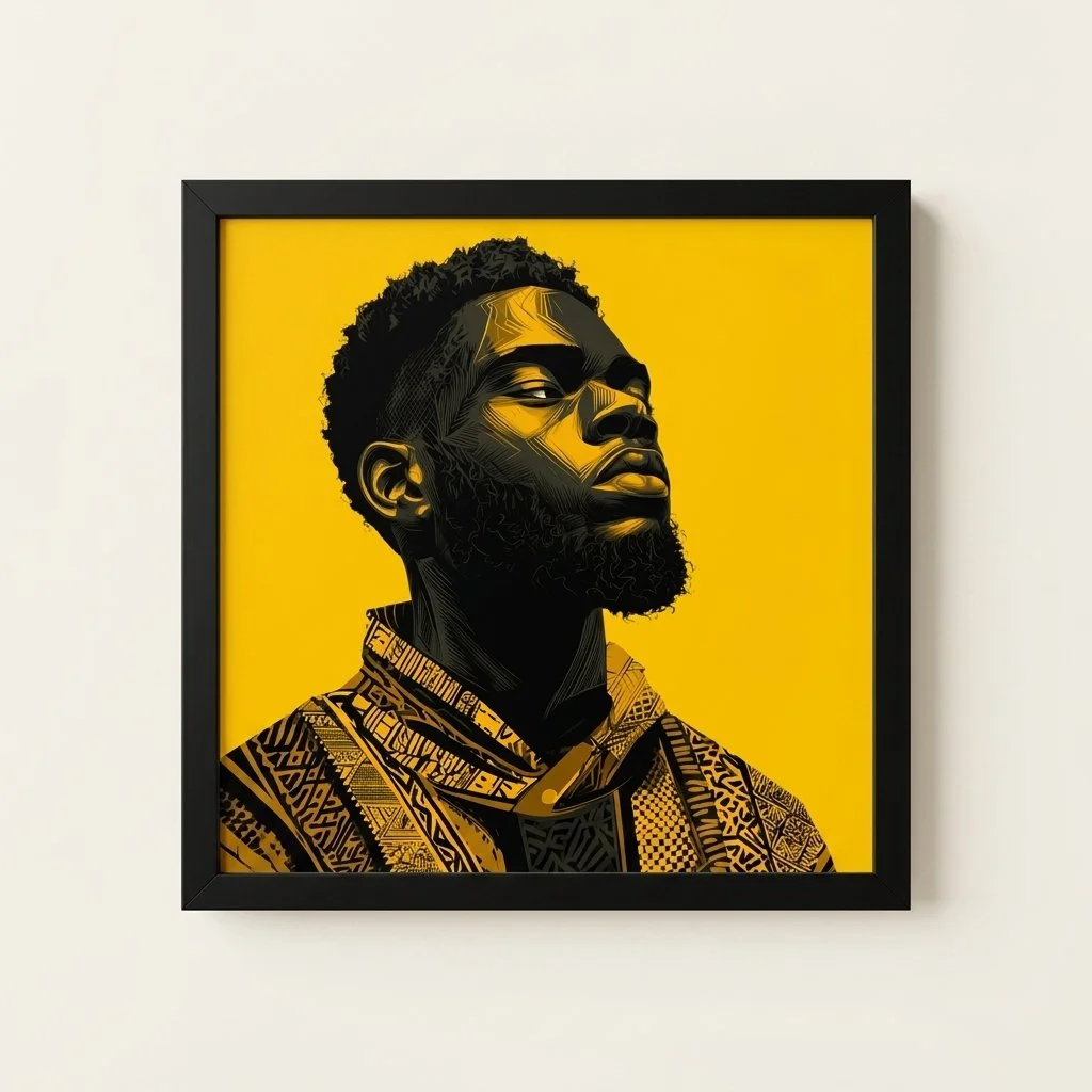 Straight-on product view of Unshaken framed wall art in a black frame on a clean neutral background.