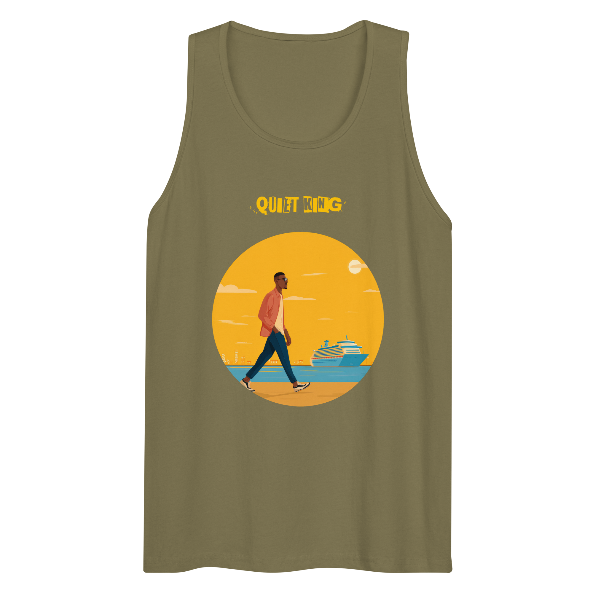 IntrovertedAlpha™ Tank Top in Military Green for men, athletic streetwear tank with a grounded utilitarian tone