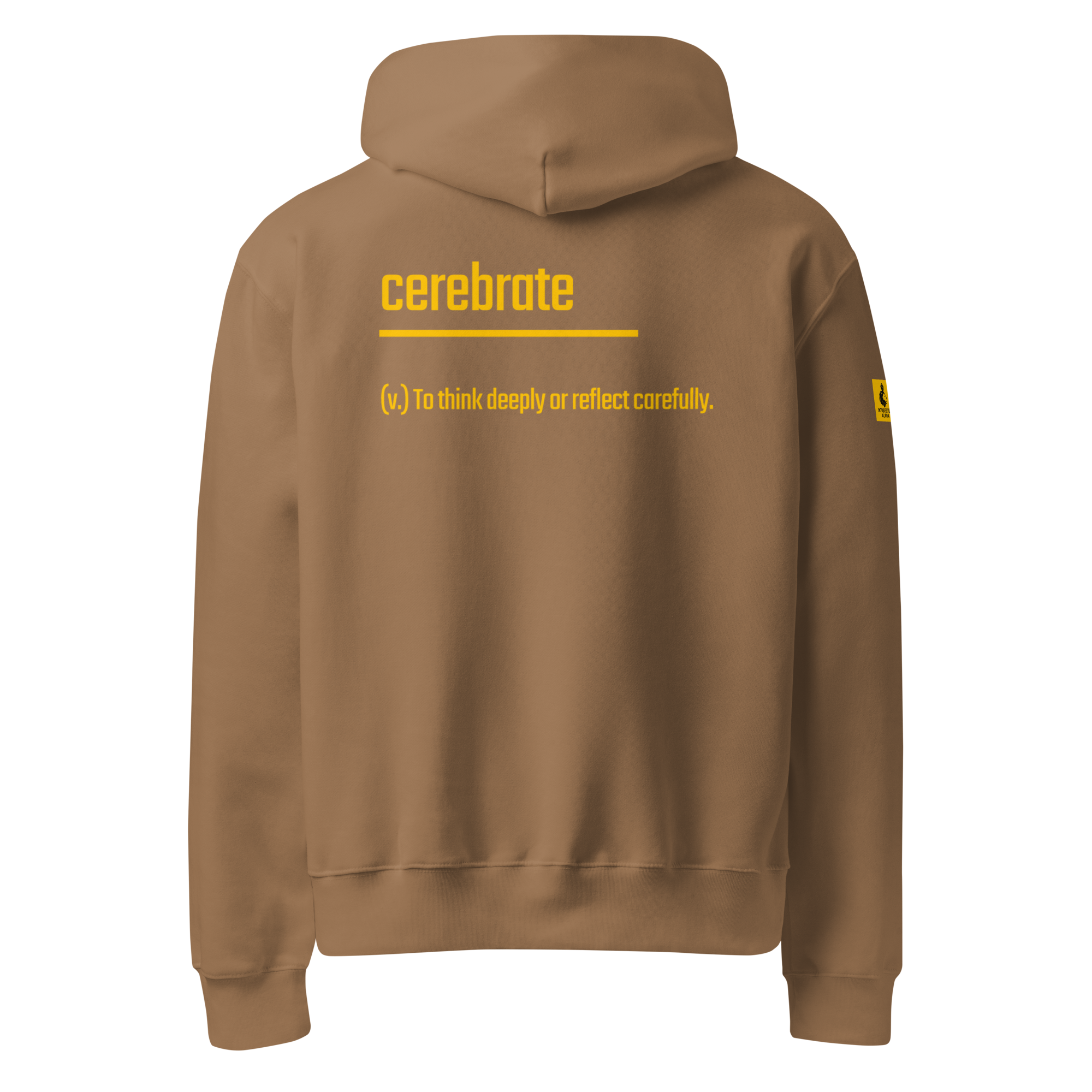 IntrovertedAlpha™ Oversized Hoodie in Vintage Brown for men, premium oversized streetwear with a warm neutral tone