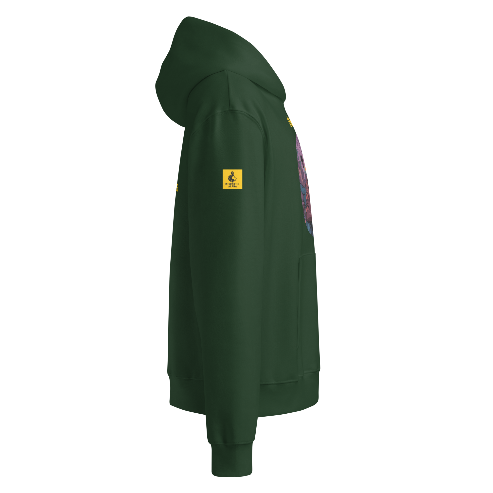 IntrovertedAlpha™ Oversized Hoodie in Forest for men, elevated everyday streetwear with a relaxed oversized fit