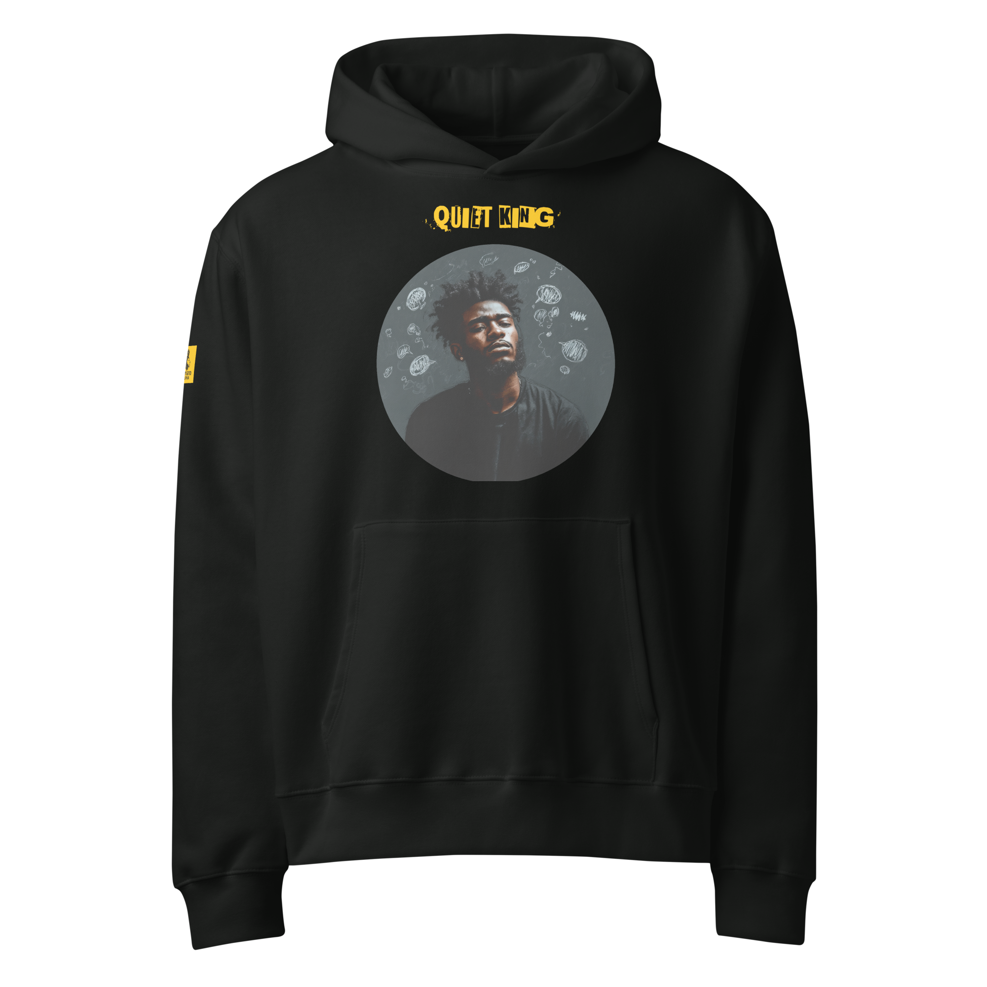 IntrovertedAlpha™ Oversized Hoodie in Vintage Black for men, premium heavyweight streetwear with a relaxed oversized fit