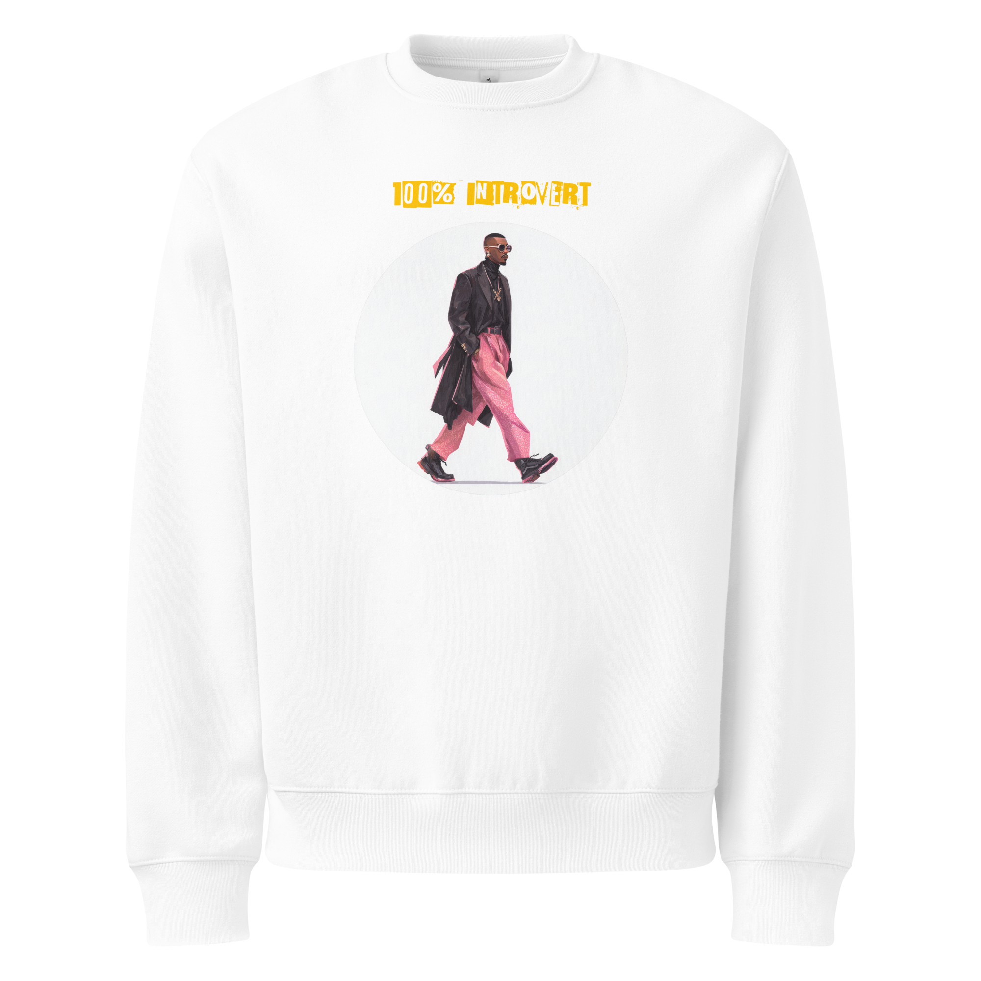 IntrovertedAlpha™ Oversized Sweatshirt in White for men, clean minimalist sweatshirt with a premium heavyweight finish