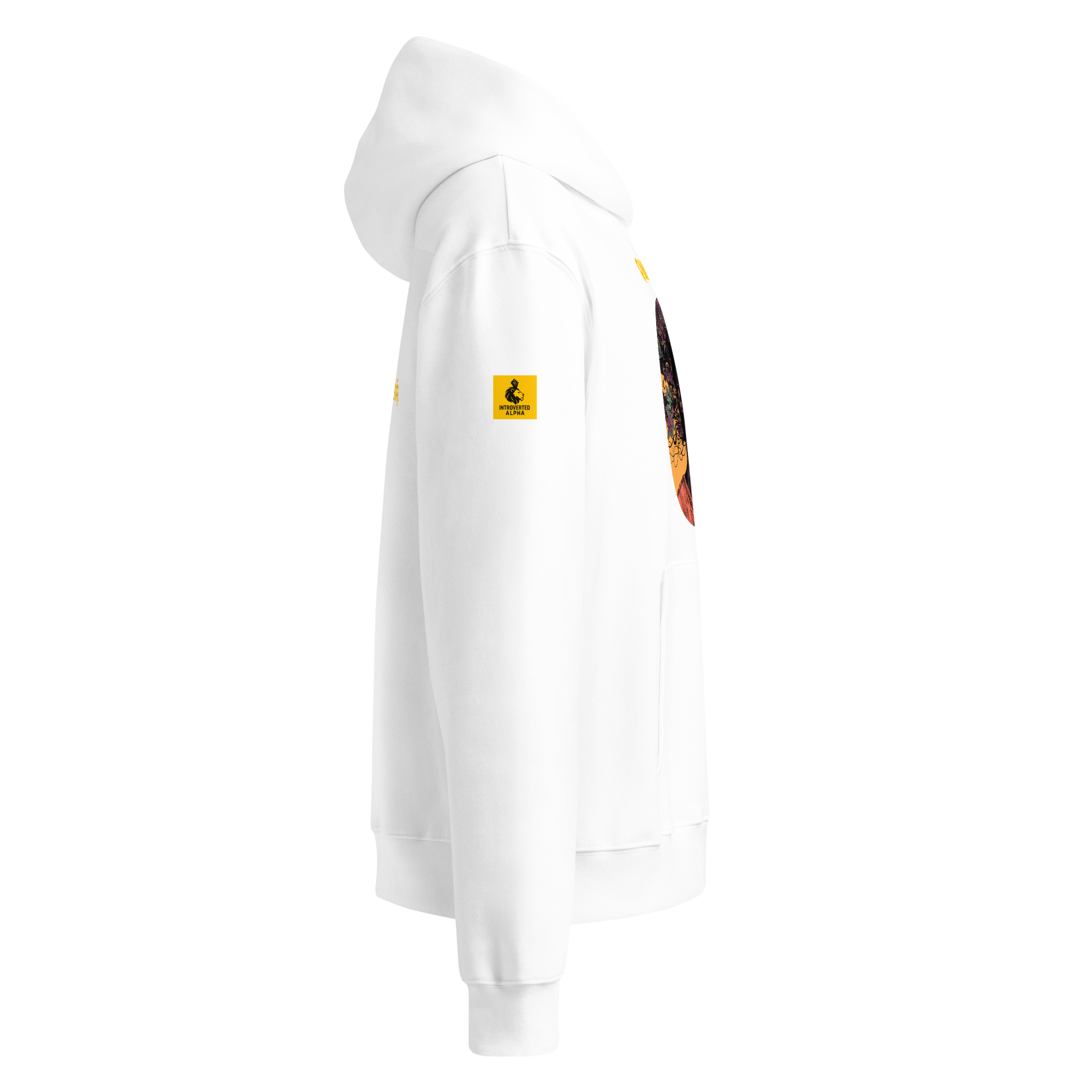 IntrovertedAlpha™ Oversized Hoodie in White for men, crisp minimalist oversized hoodie with premium streetwear appeal