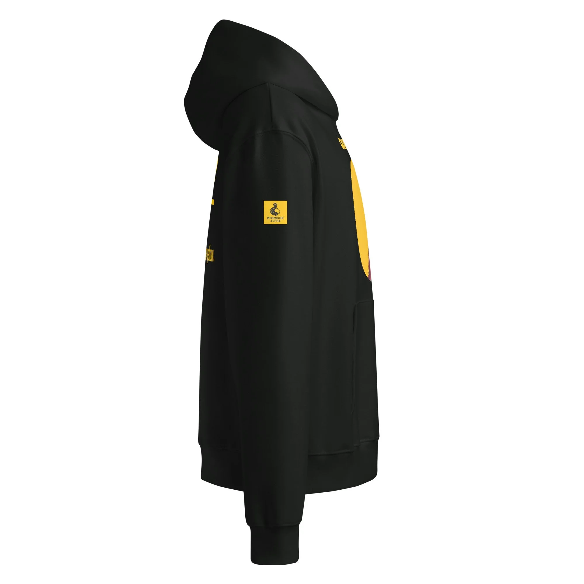 IntrovertedAlpha™ Oversized Hoodie in Vintage Black for men, premium heavyweight streetwear with a relaxed oversized fit