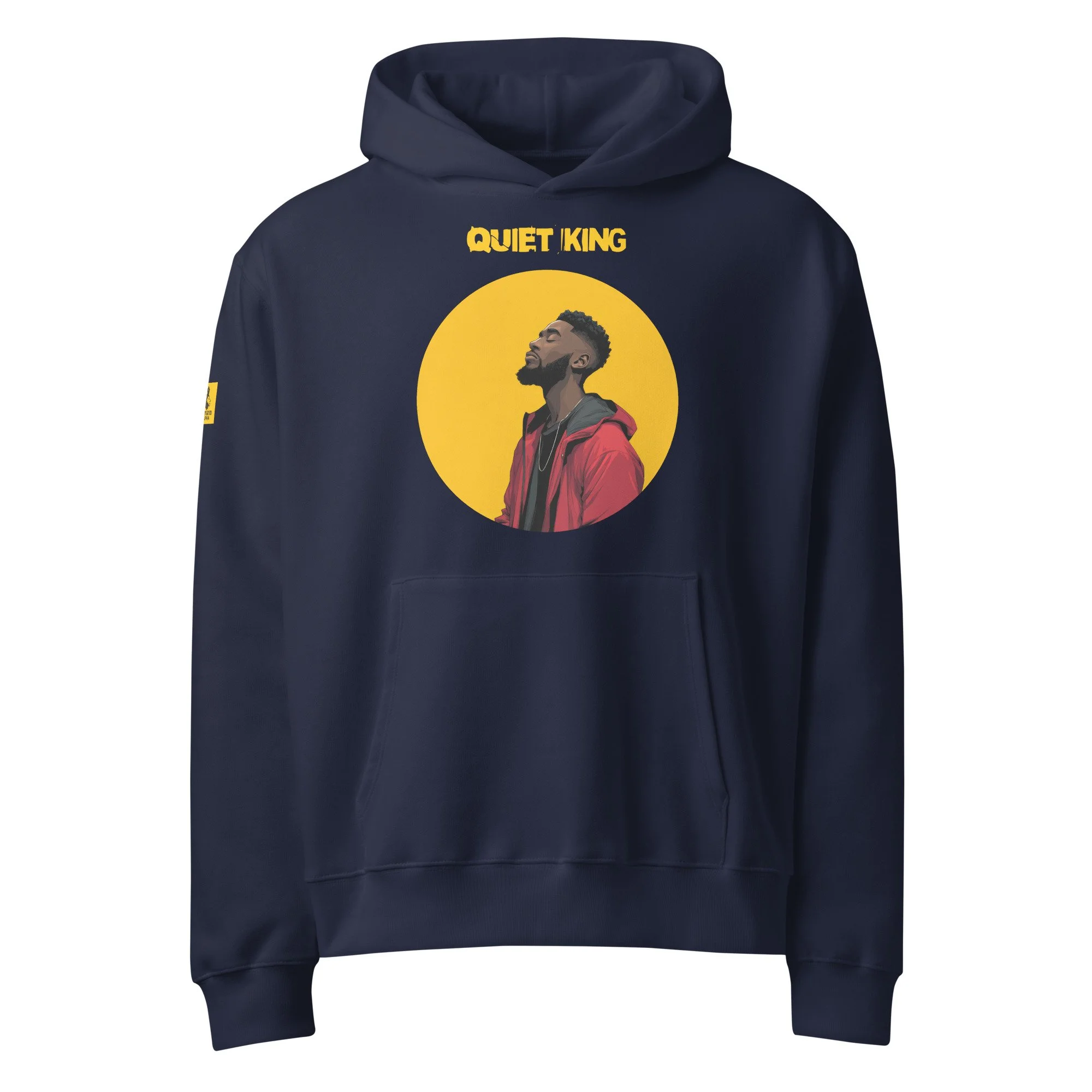 IntrovertedAlpha™ Oversized Hoodie in Navy for men, minimalist heavyweight hoodie with a relaxed streetwear fit