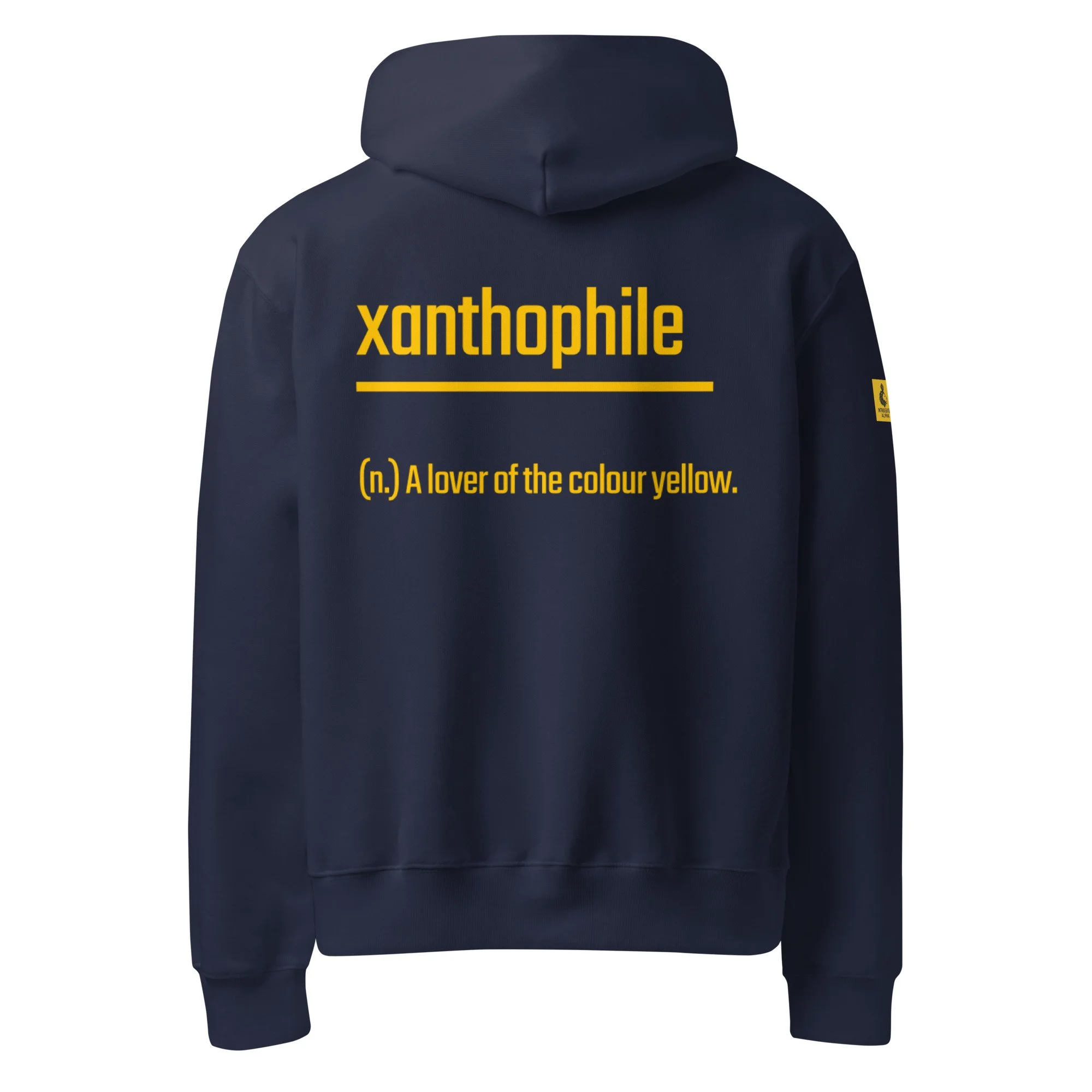 IntrovertedAlpha™ Oversized Hoodie in Navy for men, minimalist heavyweight hoodie with a relaxed streetwear fit