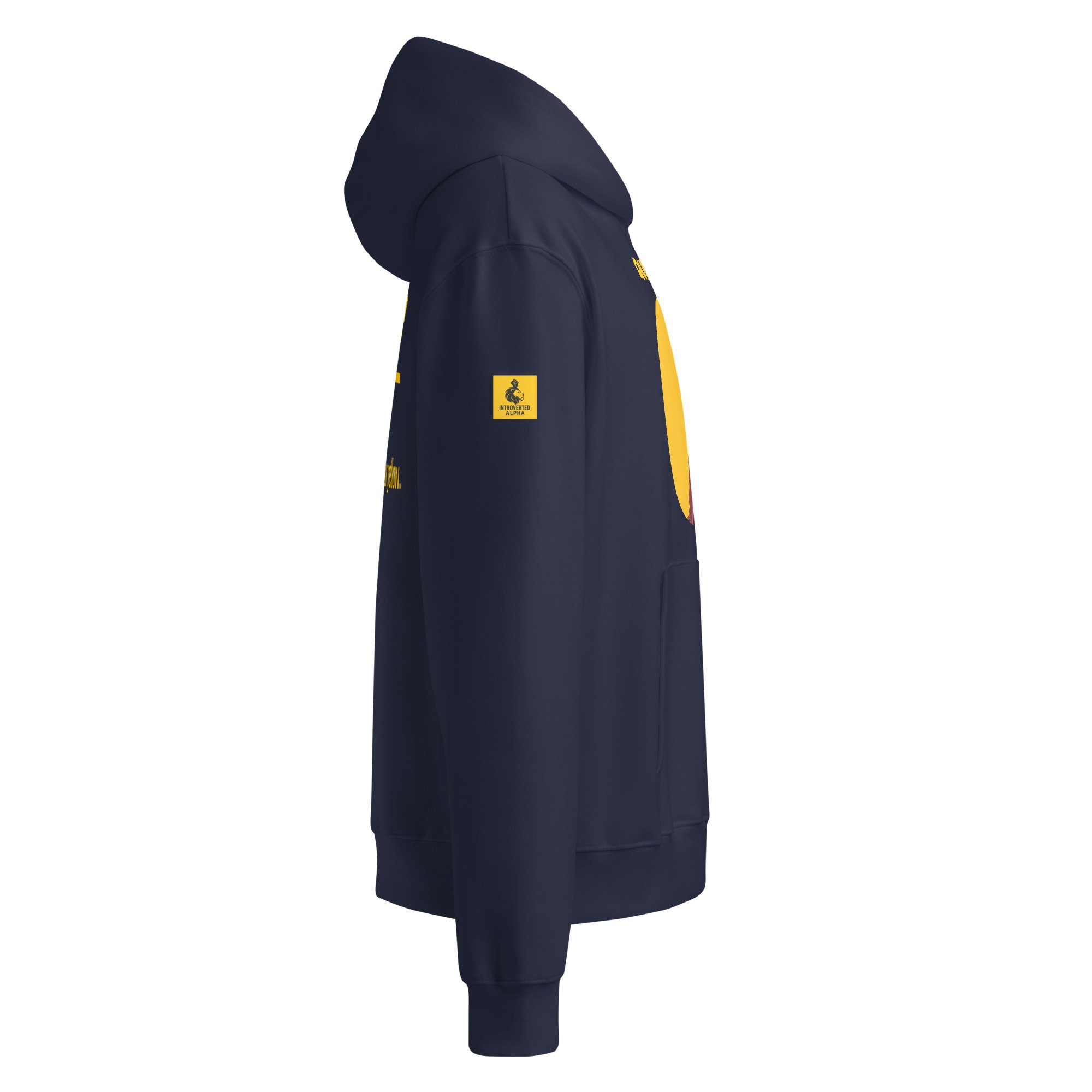 IntrovertedAlpha™ Oversized Hoodie in Navy for men, minimalist heavyweight hoodie with a relaxed streetwear fit