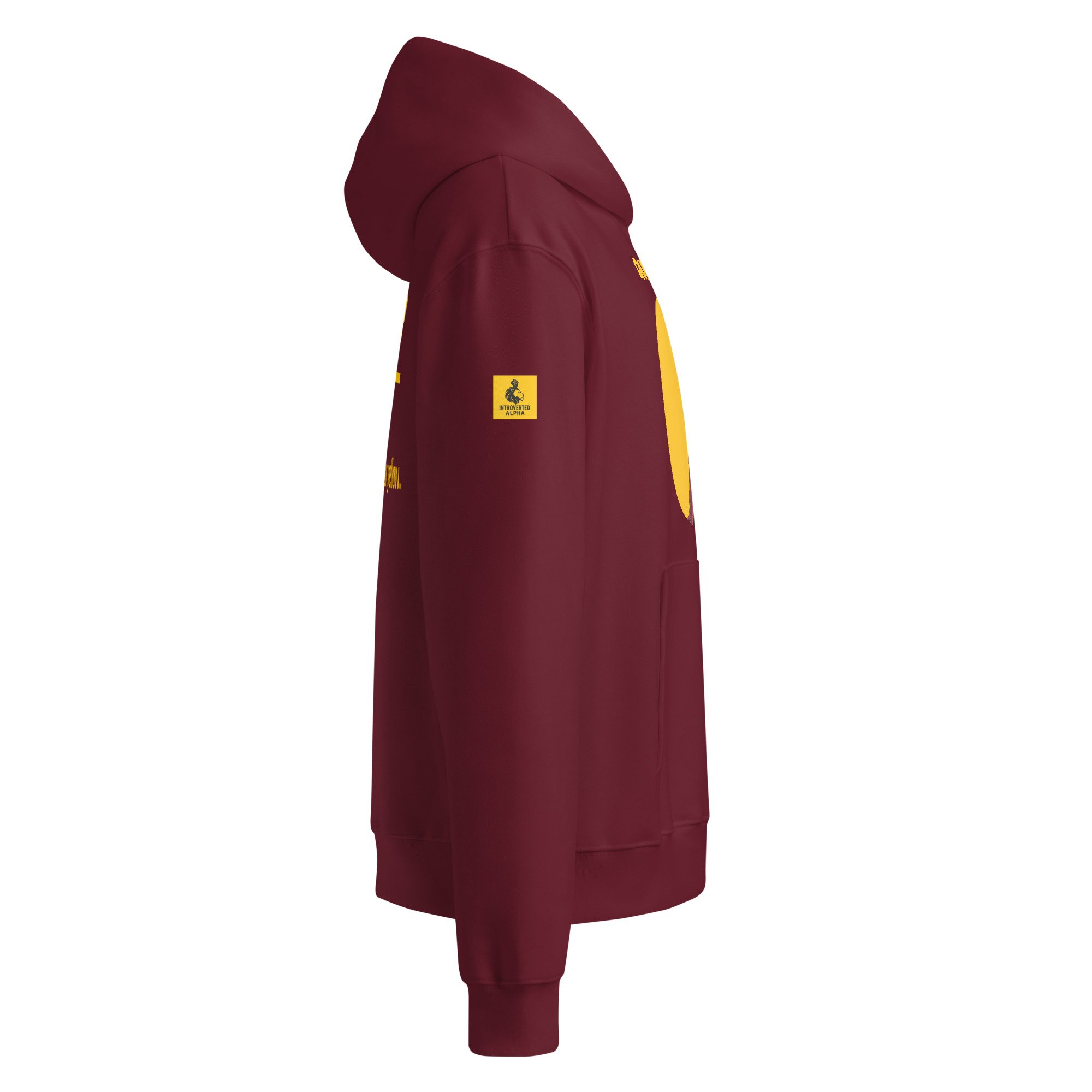 IntrovertedAlpha™ Oversized Hoodie in Maroon for men, premium oversized hoodie with heavyweight comfort