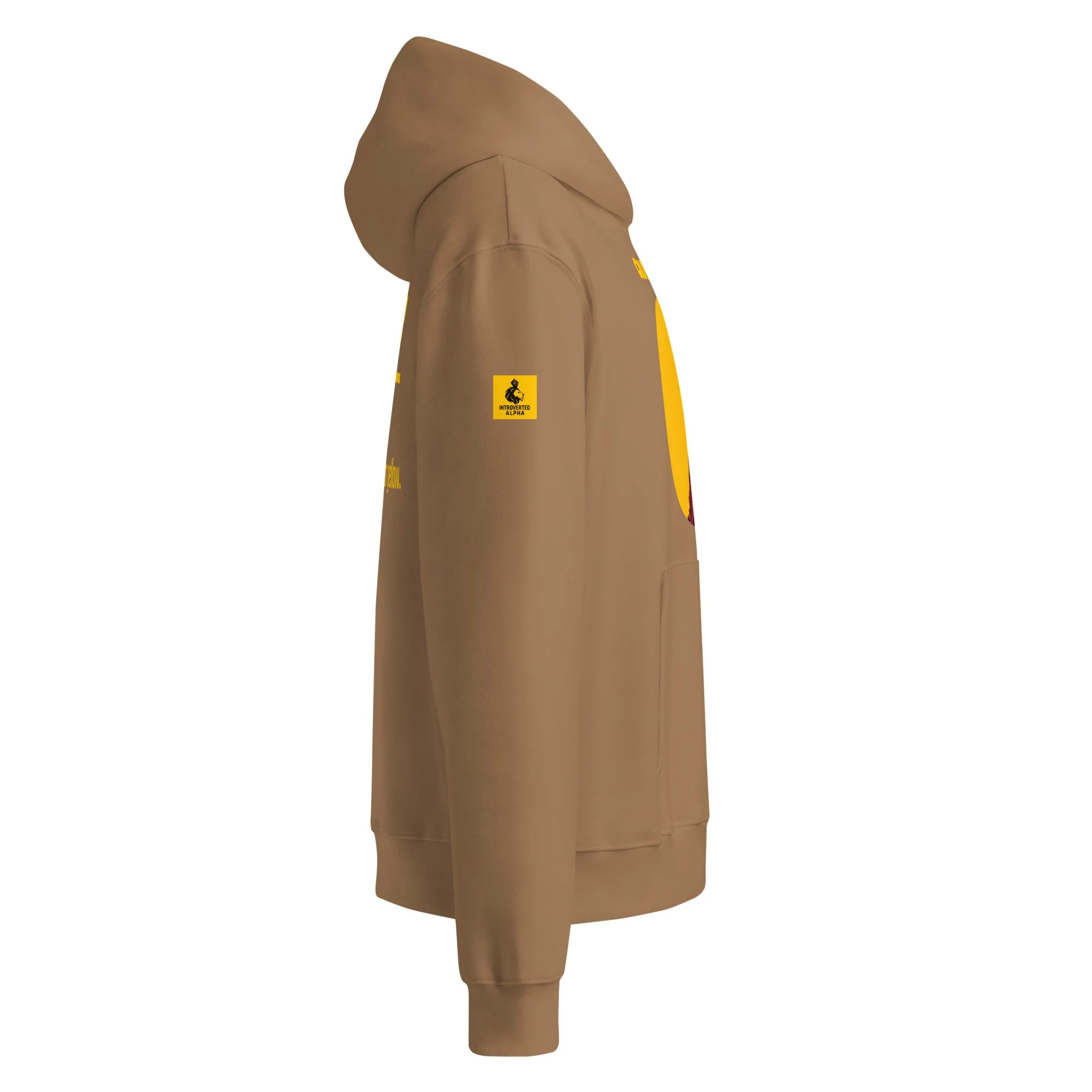 IntrovertedAlpha™ Oversized Hoodie in Vintage Brown for men, premium oversized streetwear with a warm neutral tone