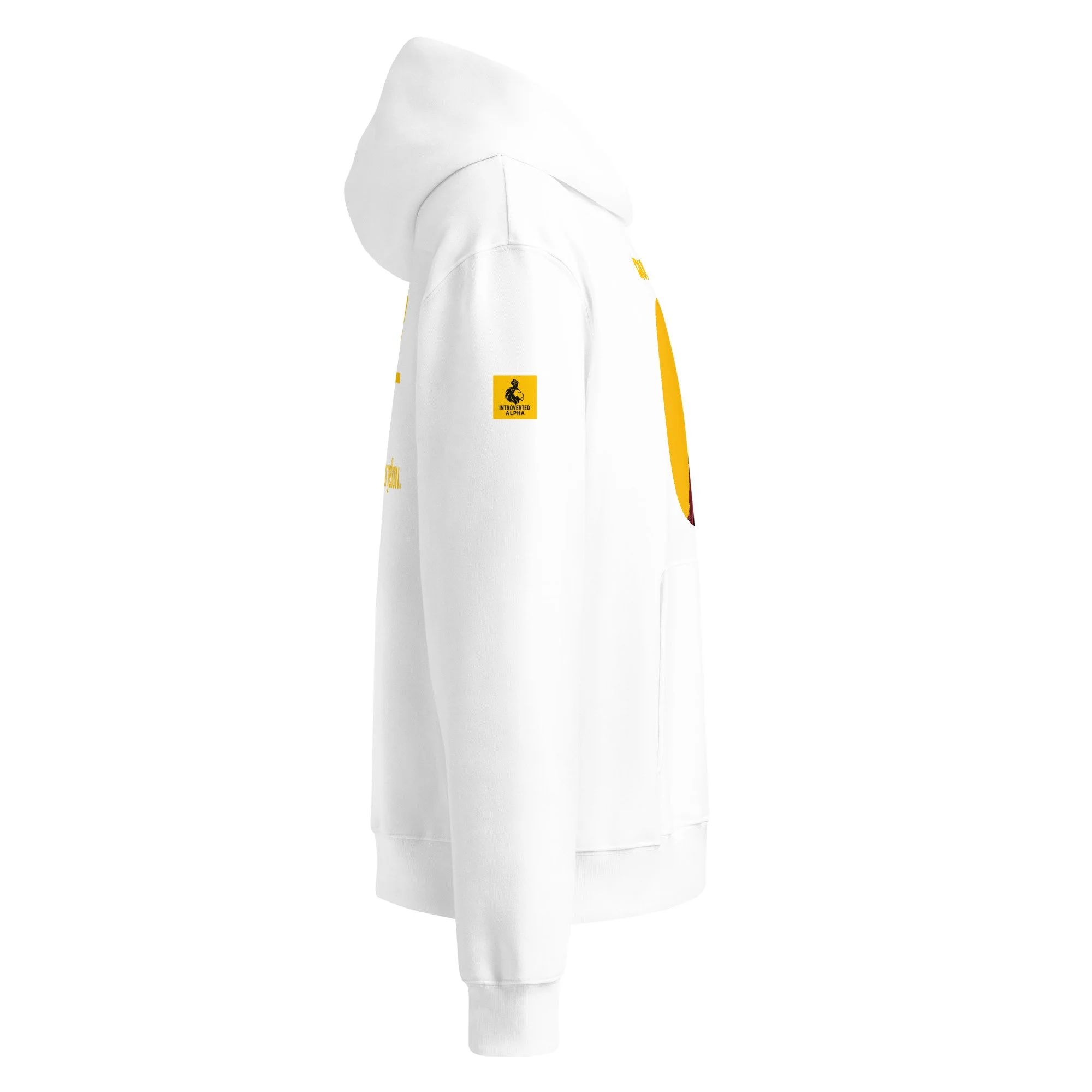 IntrovertedAlpha™ Oversized Hoodie in White for men, crisp minimalist oversized hoodie with premium streetwear appeal