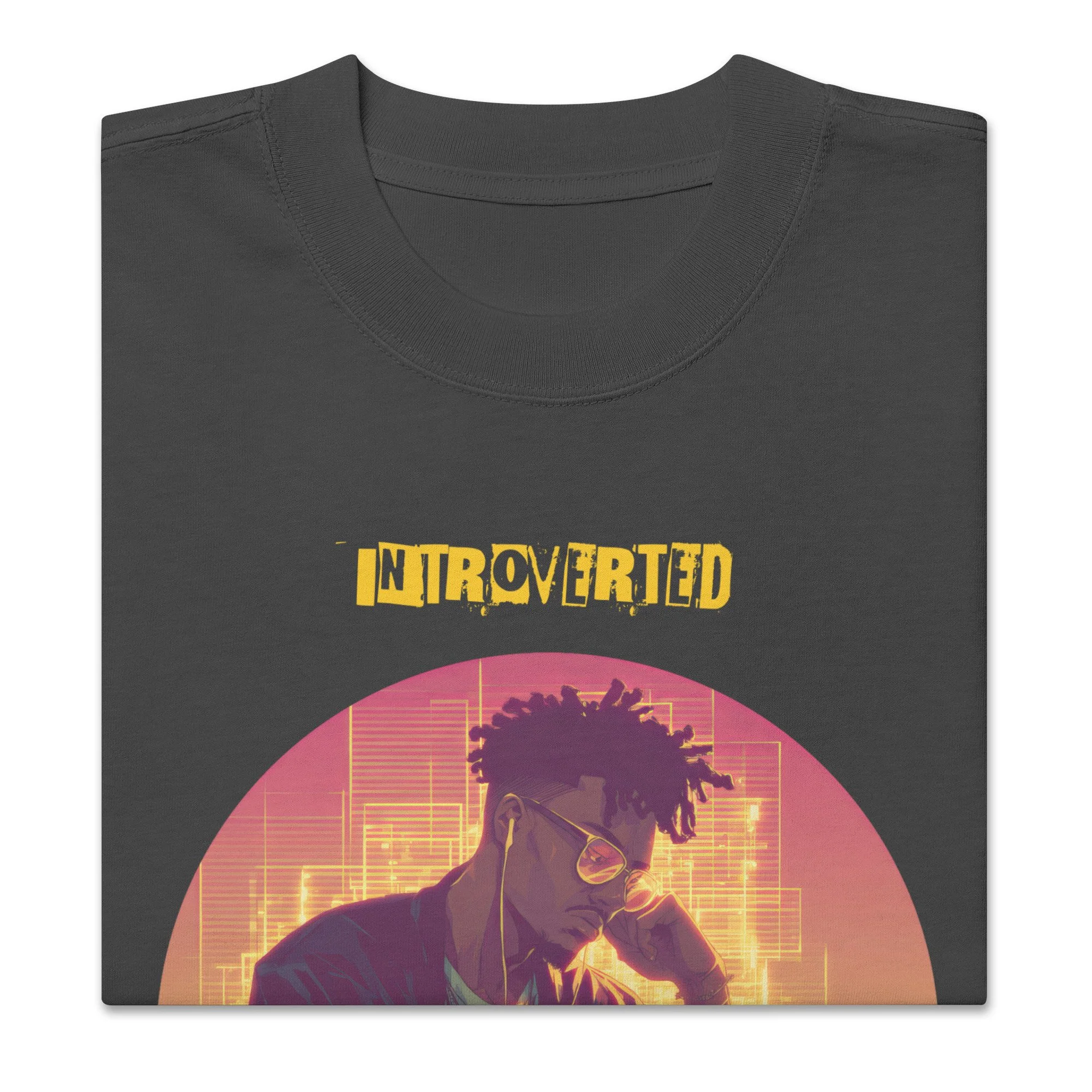 IntrovertedAlpha™ Oversized Faded T-Shirt in Faded Black for men, vintage-wash streetwear with a relaxed oversized fit
