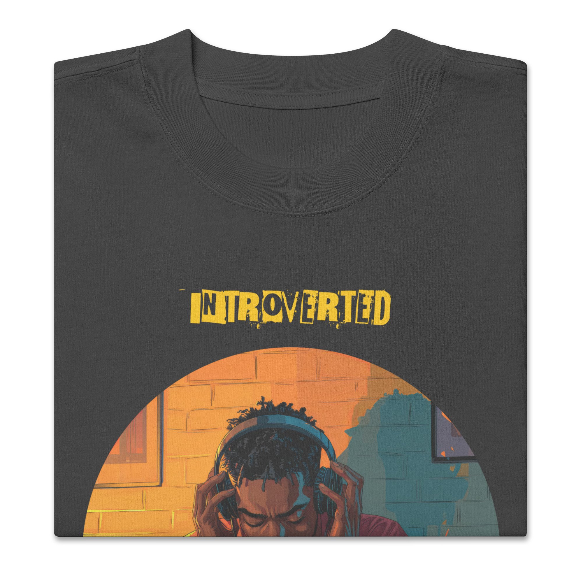 IntrovertedAlpha™ Oversized Faded T-Shirt in Faded Black for men, vintage-wash streetwear with a relaxed oversized fit