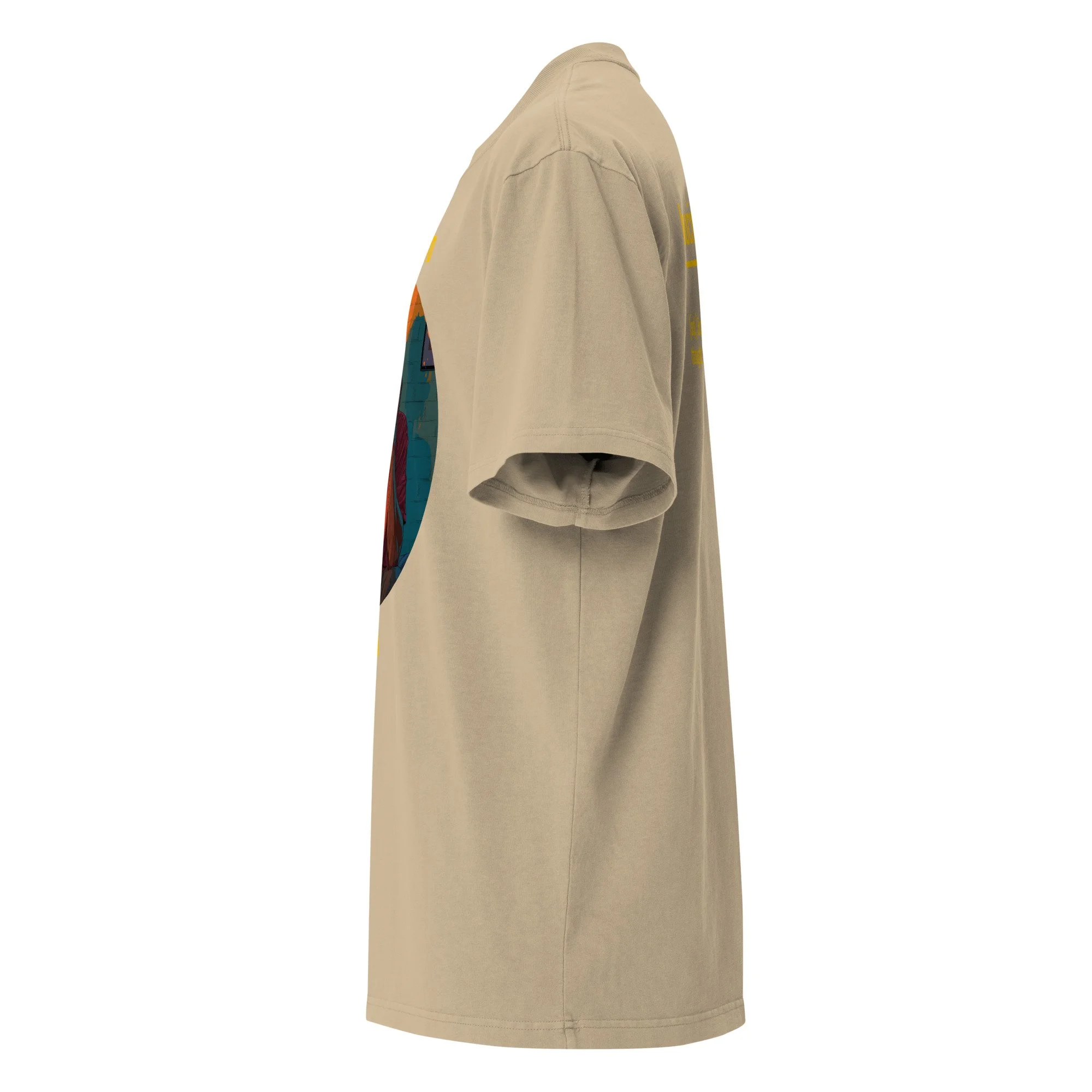 IntrovertedAlpha™ Oversized Faded T-Shirt in Faded Khaki for men, neutral oversized T-shirt with casual streetwear style