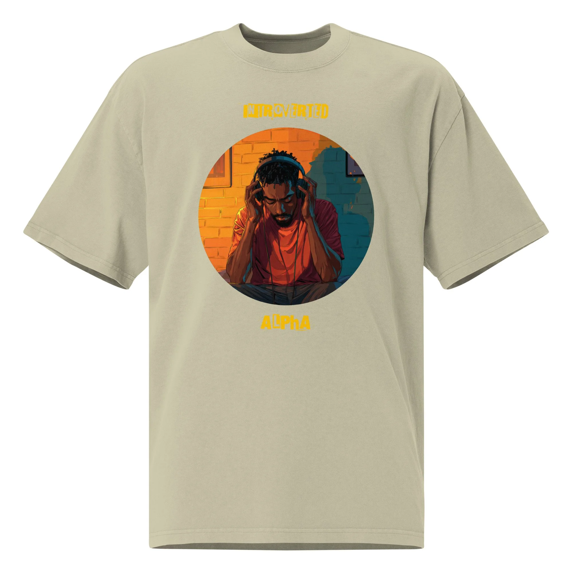 IntrovertedAlpha™ Oversized Faded T-Shirt in Faded Eucalyptus for men, washed green oversized T-shirt with premium casual style