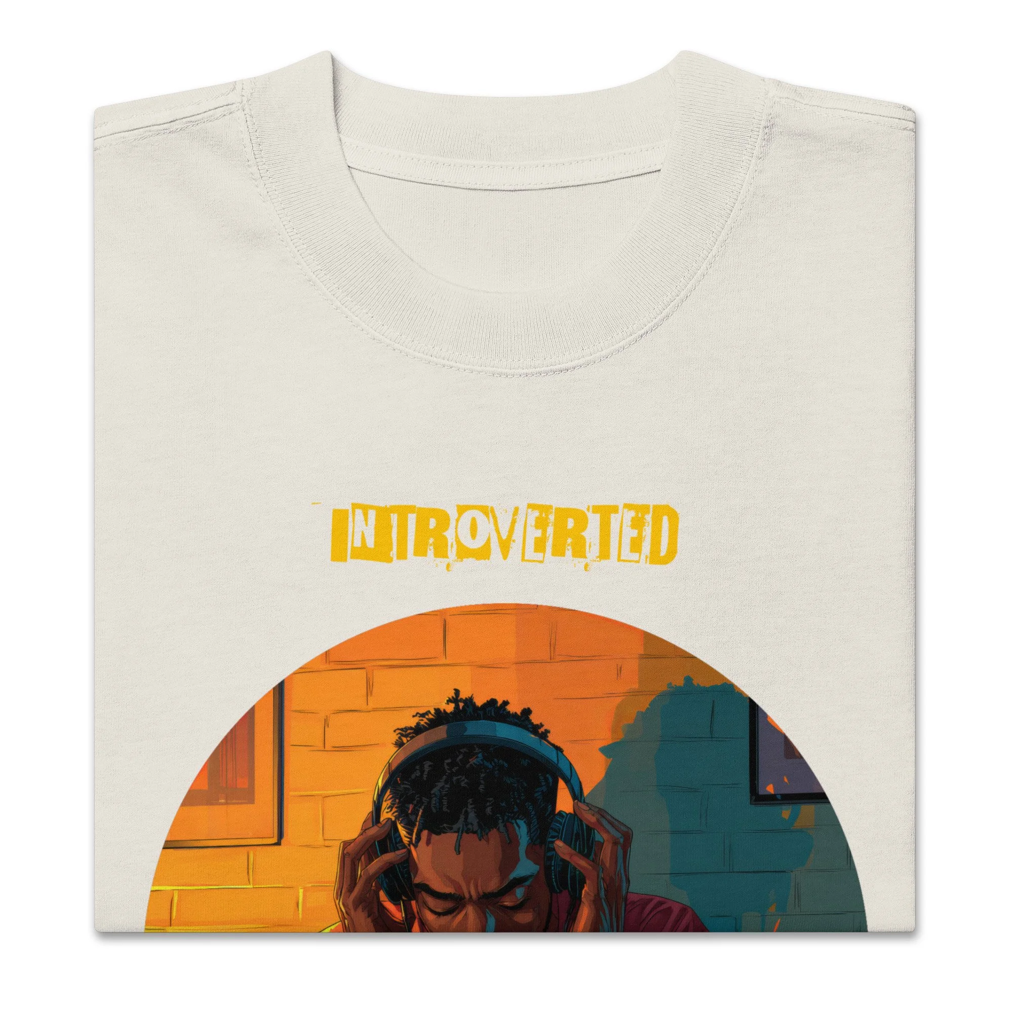 IntrovertedAlpha™ Oversized Faded T-Shirt in Faded Bone for men, soft neutral oversized T-shirt with a minimalist streetwear feel