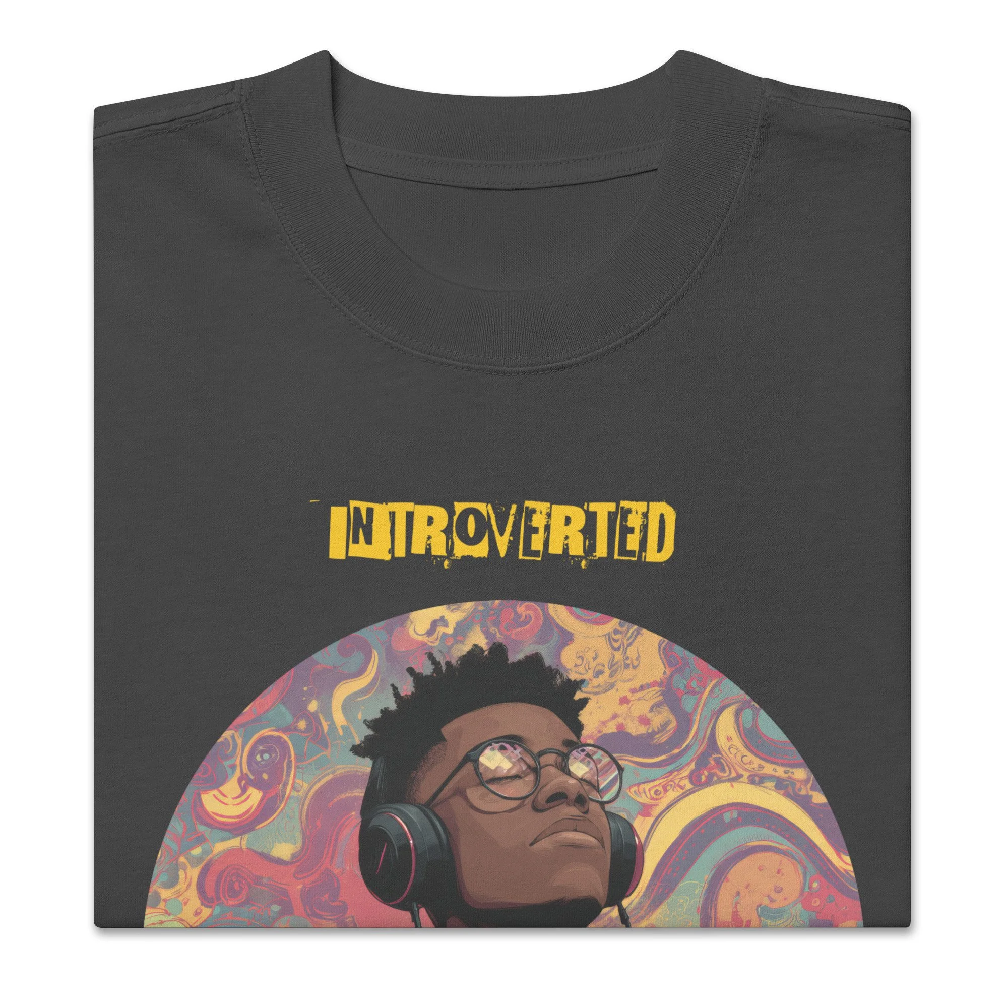 IntrovertedAlpha™ Oversized Faded T-Shirt in Faded Black for men, vintage-wash streetwear with a relaxed oversized fit