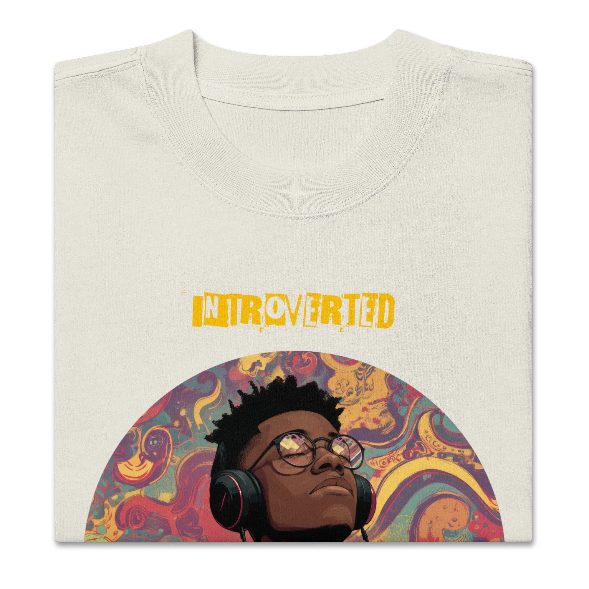 IntrovertedAlpha™ Oversized Faded T-Shirt in Faded Bone for men, soft neutral oversized T-shirt with a minimalist streetwear feel