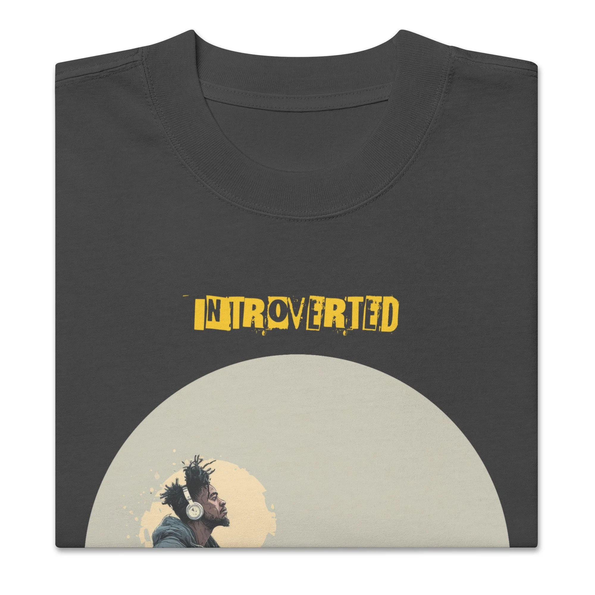IntrovertedAlpha™ Oversized Faded T-Shirt in Faded Black for men, vintage-wash streetwear with a relaxed oversized fit